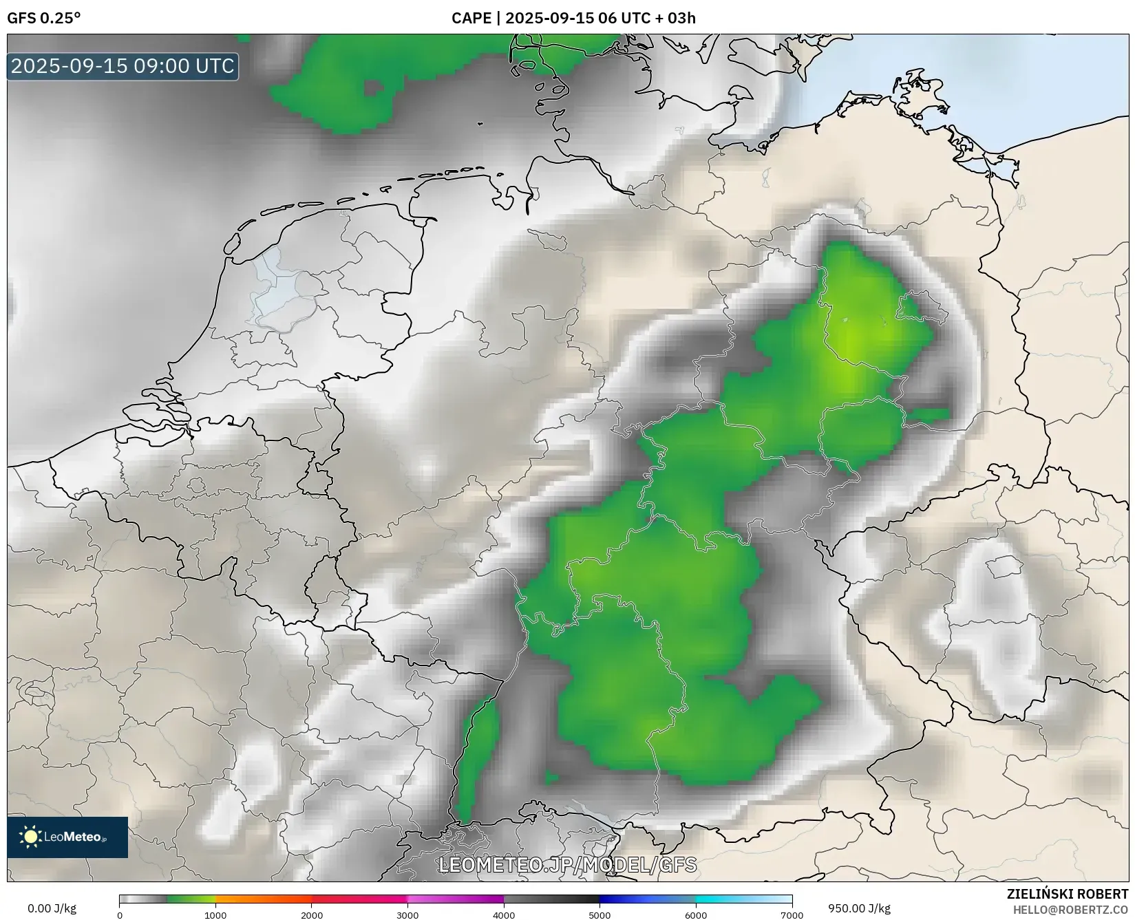 GFS model - ドイツ, CAPE GFS model - ドイツ, CAPE