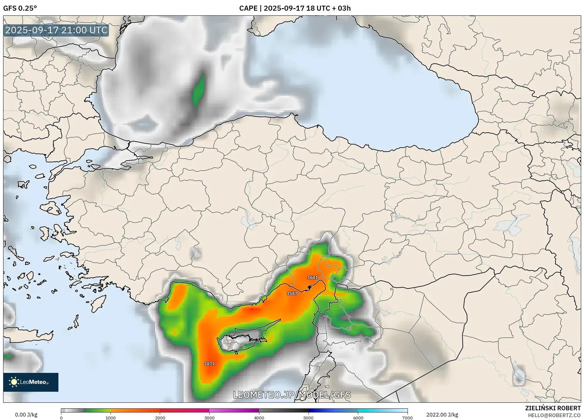 GFS model - トルコ, CAPE GFS model - トルコ, CAPE
