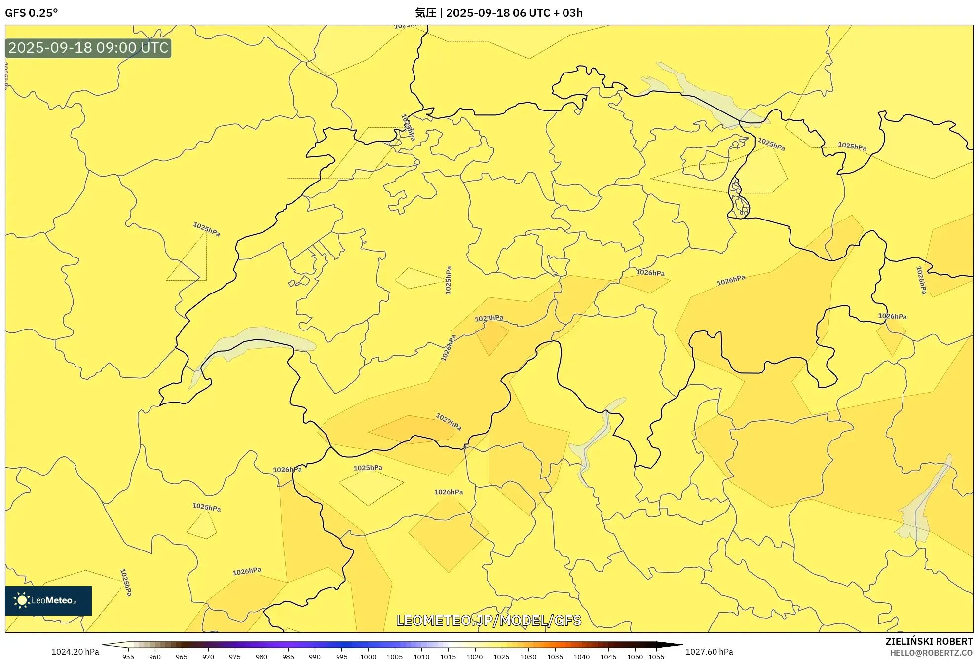 GFS model - スイス, 気圧