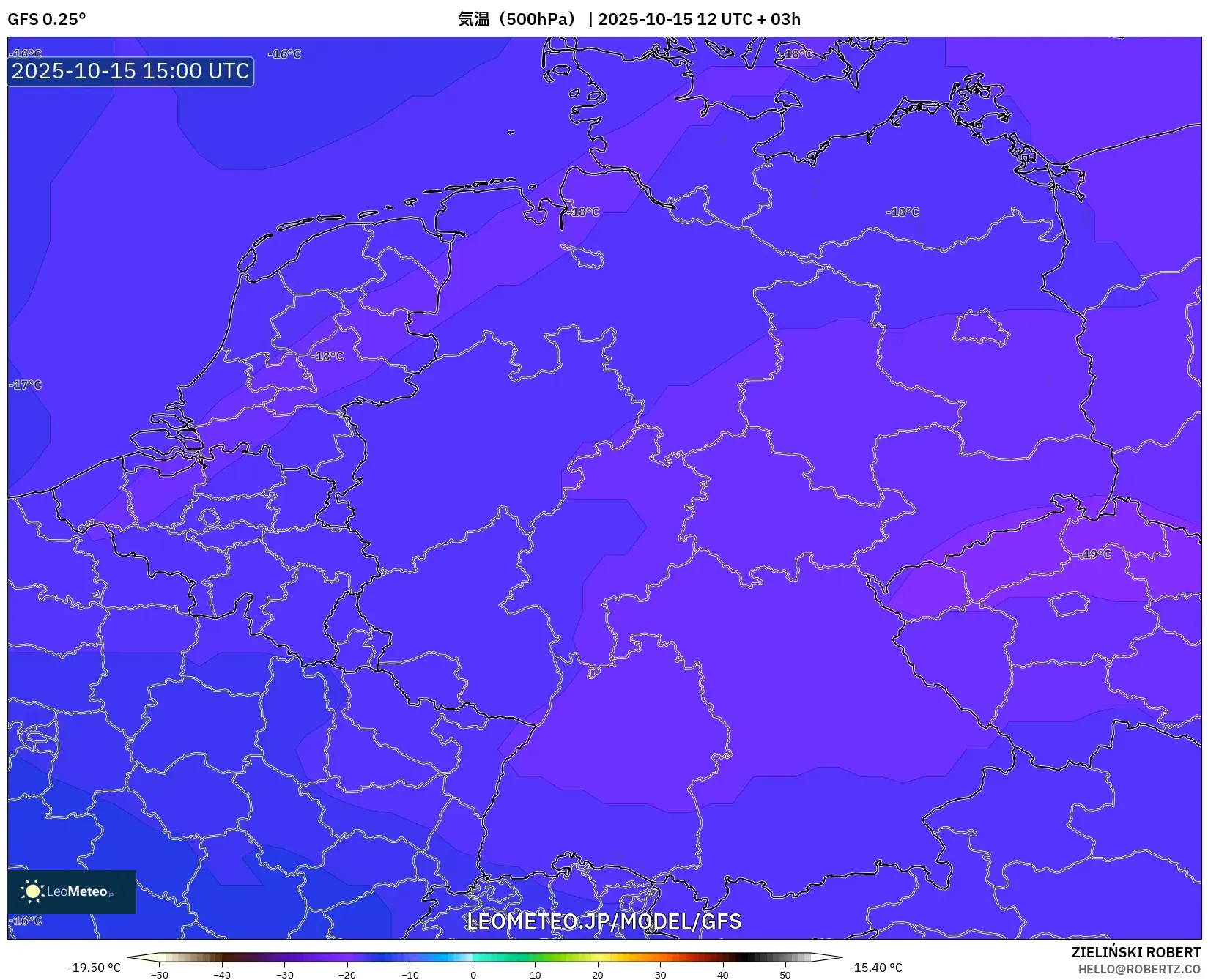 GFS model - ドイツ, 気温(500hPa) GFS model - ドイツ, 気温(500hPa)