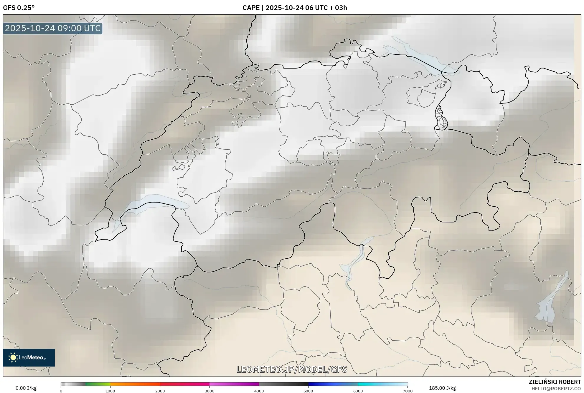 GFS model - スイス, CAPE GFS model - スイス, CAPE