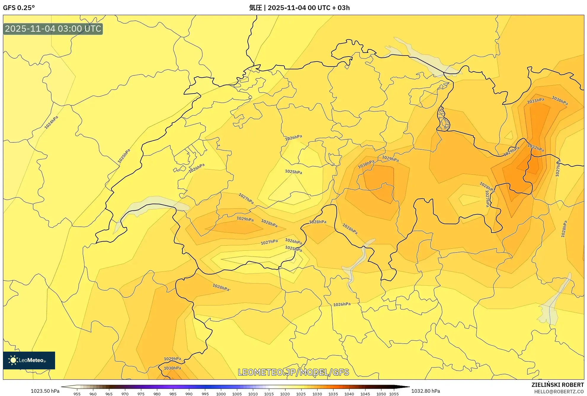 GFS model - スイス, 気圧