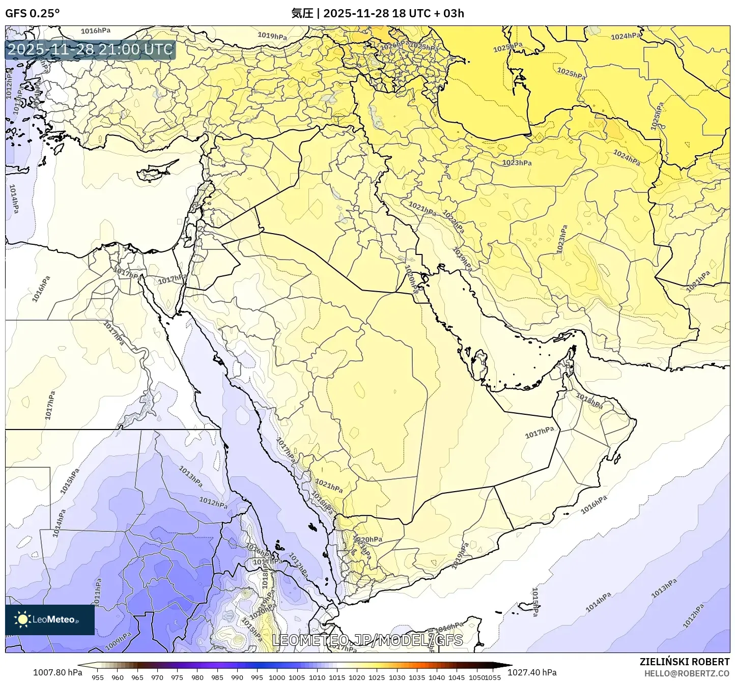 GFS model - 中東, 気圧