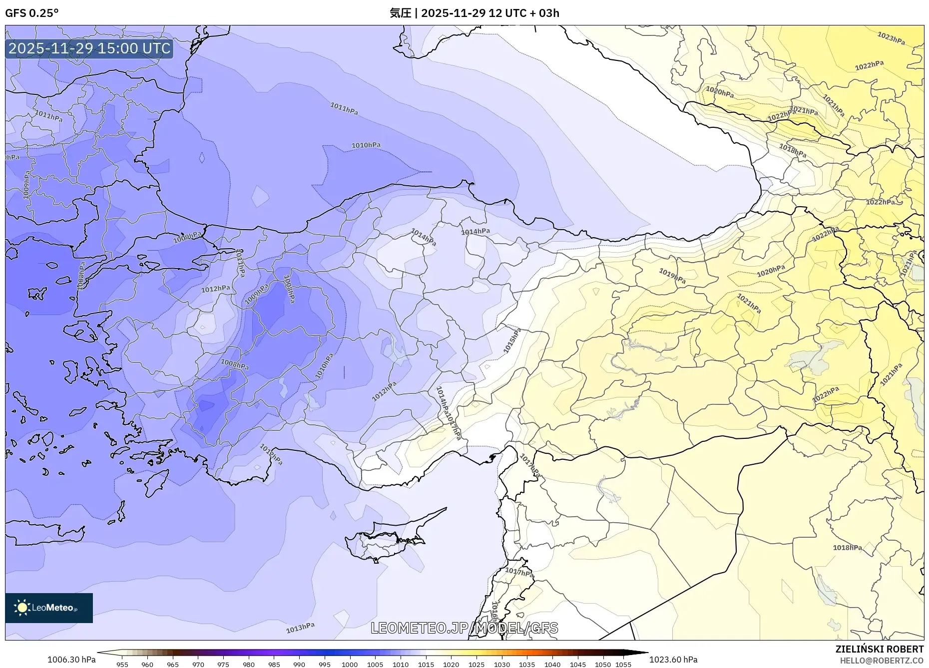 GFS model - トルコ, 気圧