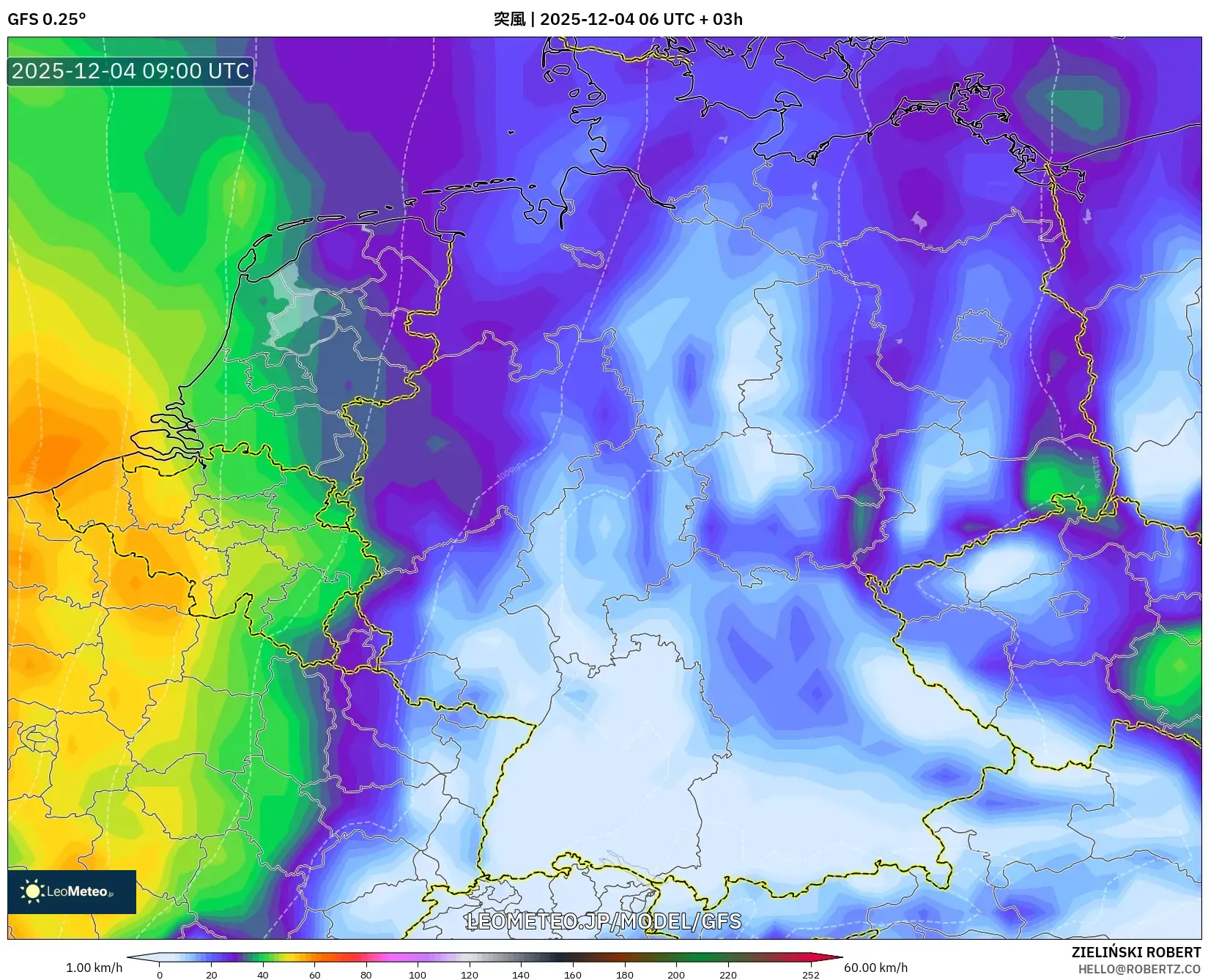 GFS model - ドイツ, 突風