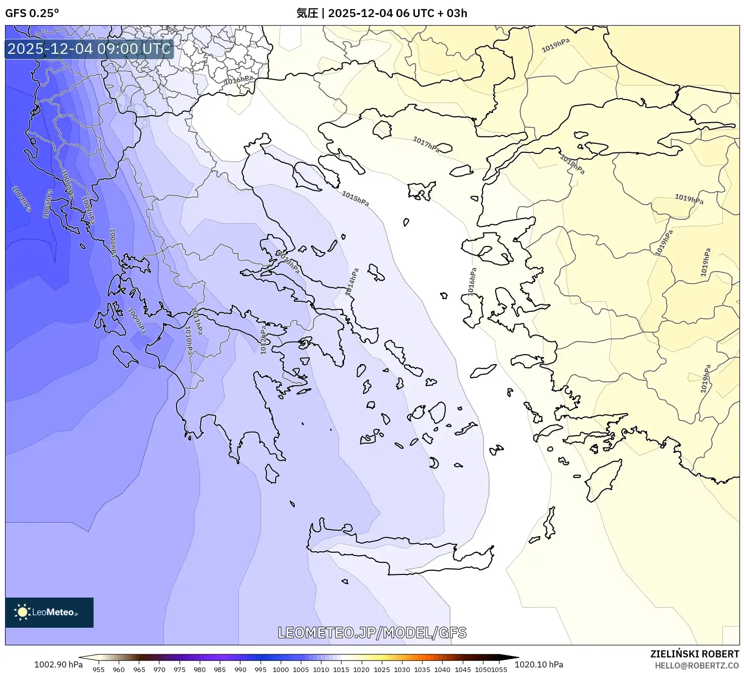 GFS model - ギリシャ, 気圧