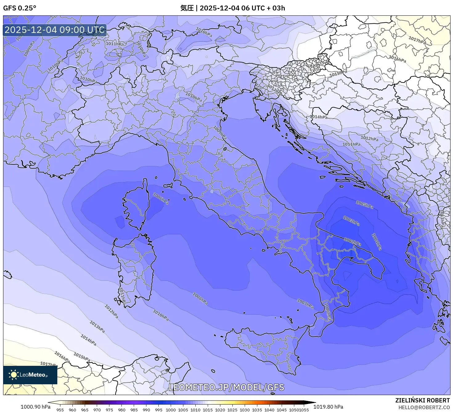 GFS model - イタリア, 気圧