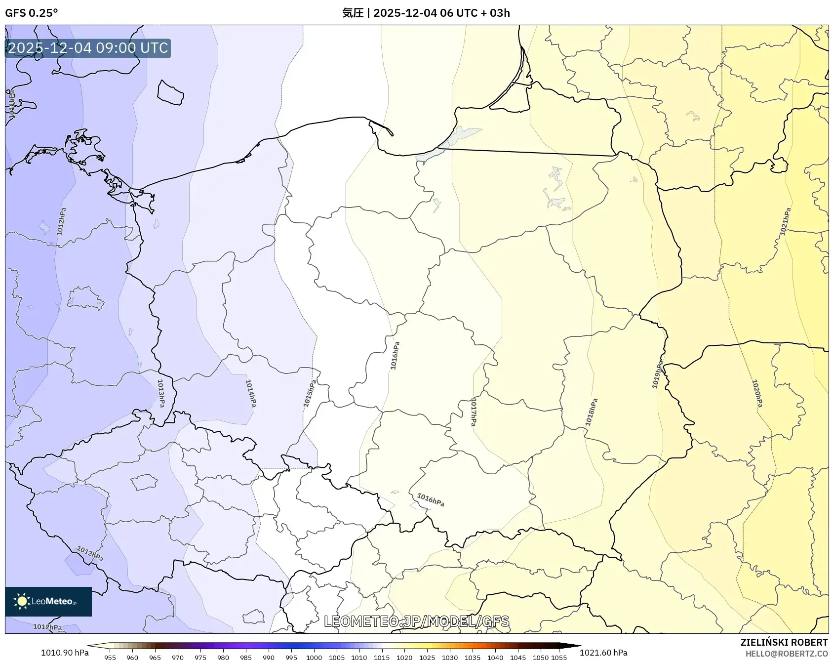 GFS model - ポーランド, 気圧