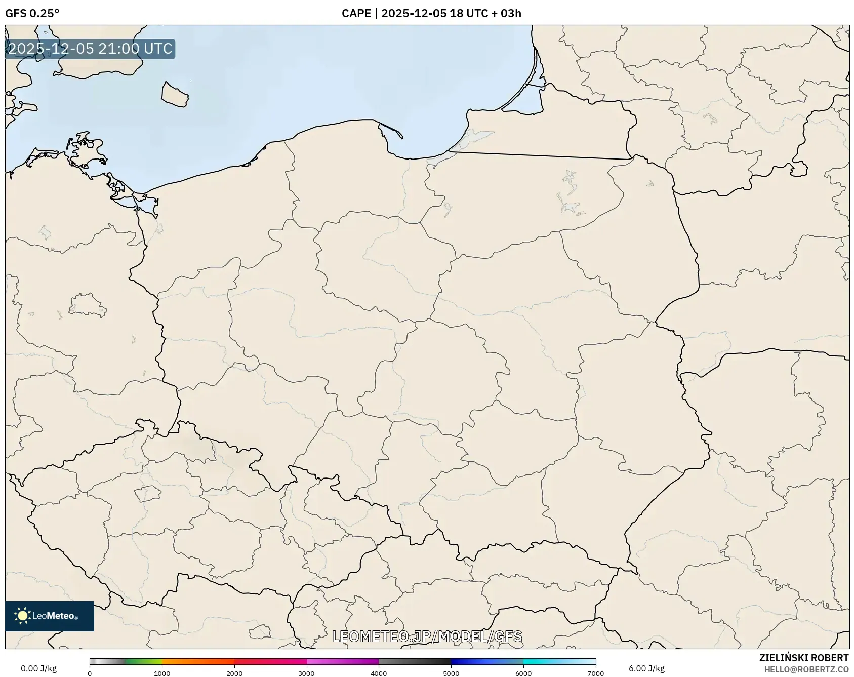 GFS model - ポーランド, CAPE