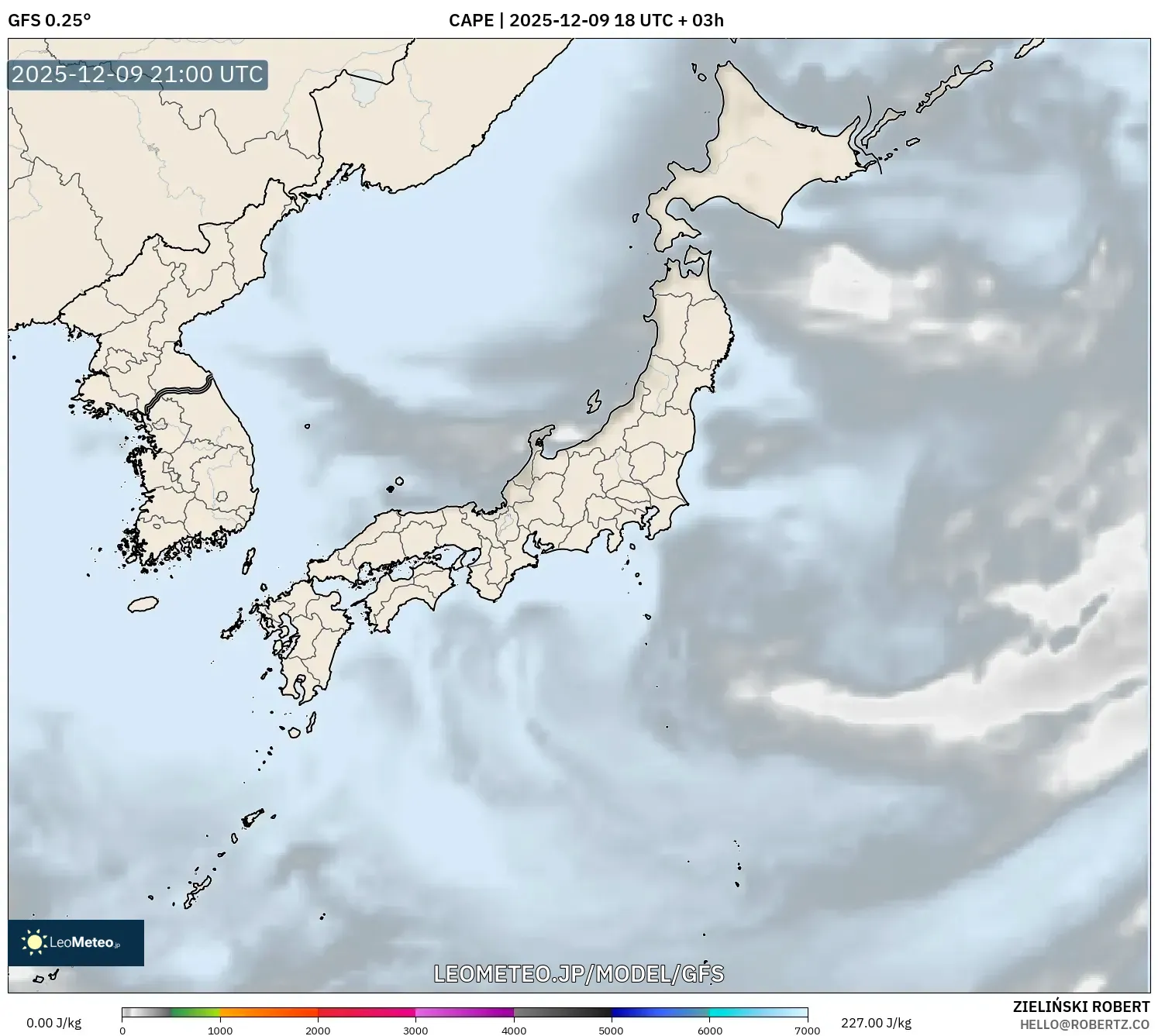 GFS model - 日本, CAPE