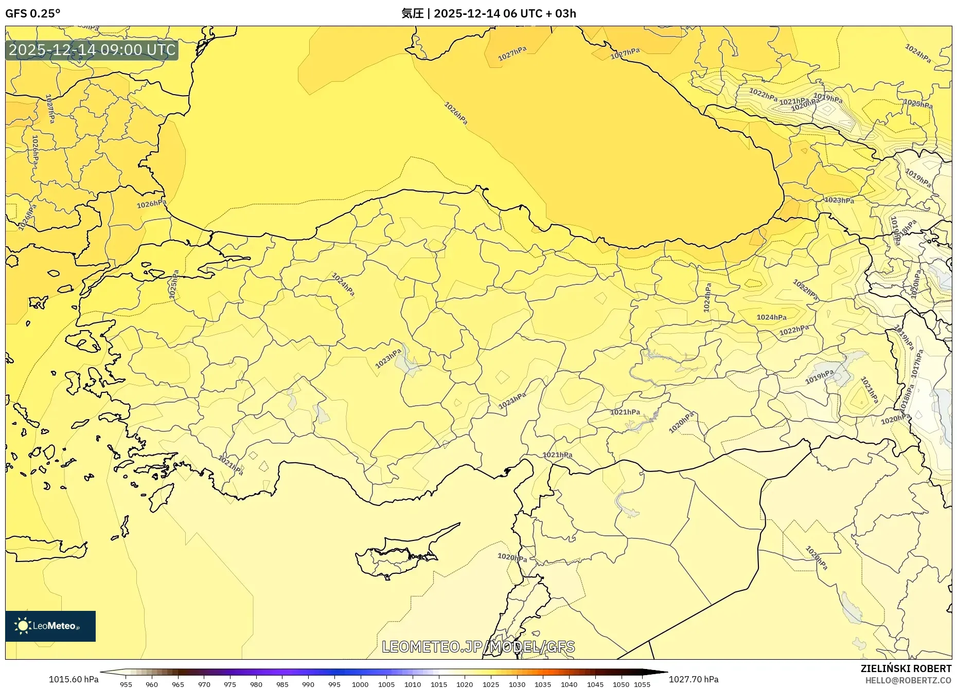 GFS model - トルコ, 気圧