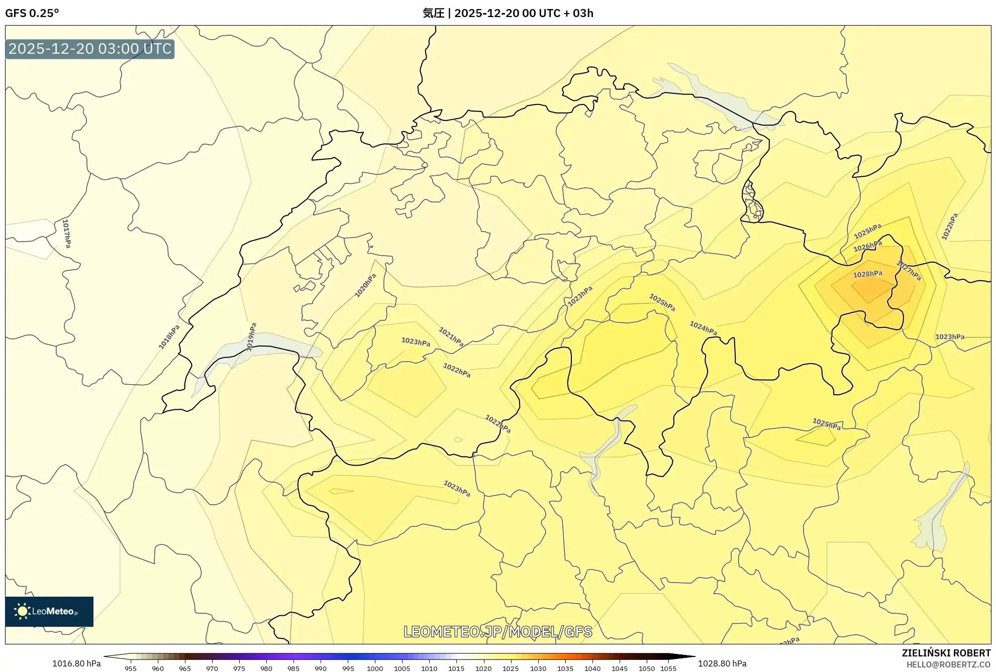 GFS model - スイス, 気圧