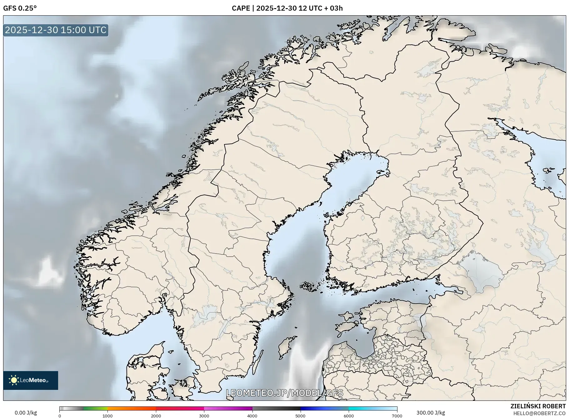 GFS model - スカンジナビア, CAPE