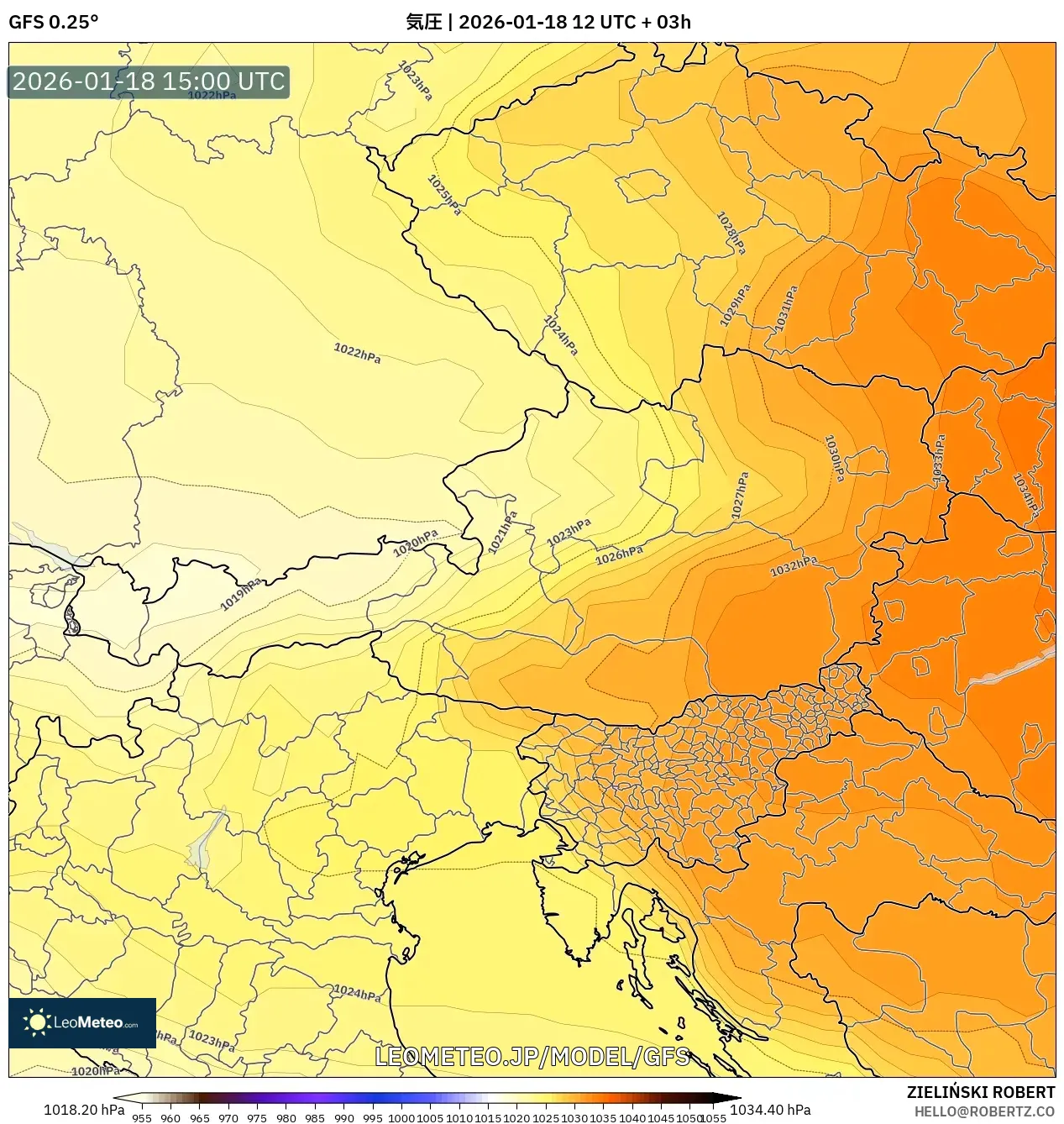 GFS model - オーストリア, 気圧