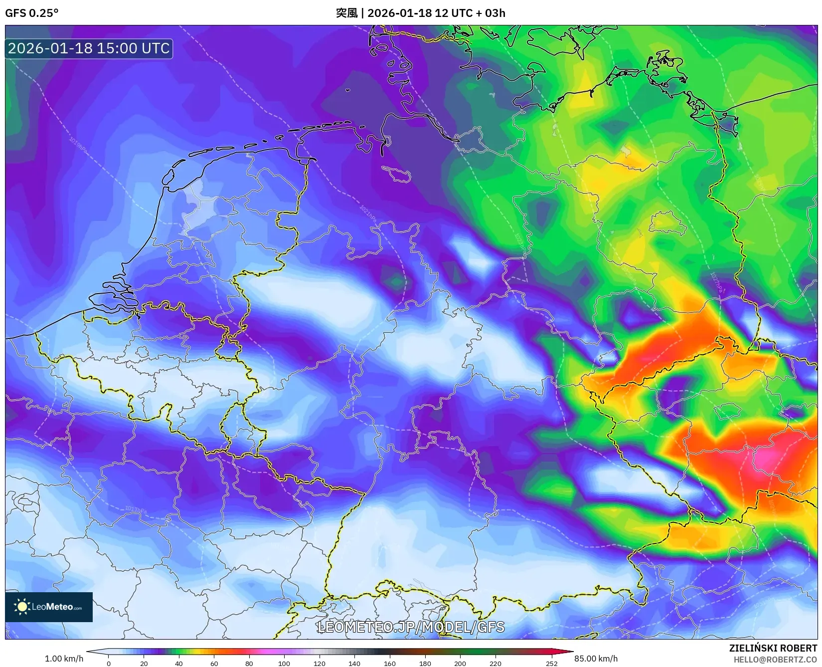 GFS model - ドイツ, 突風