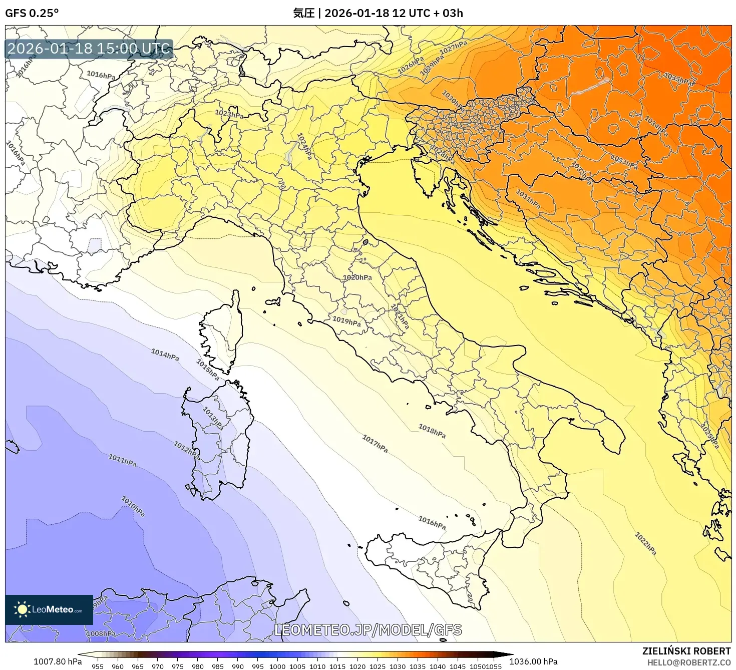 GFS model - イタリア, 気圧