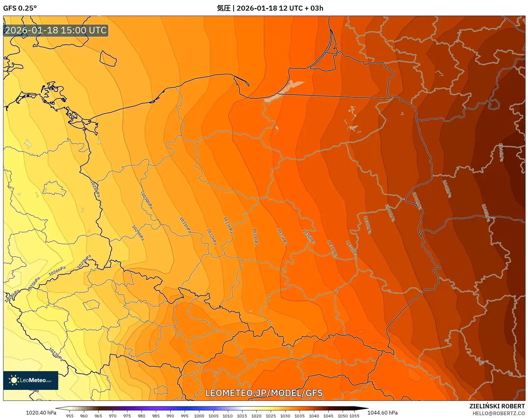 GFS model - ポーランド, 気圧