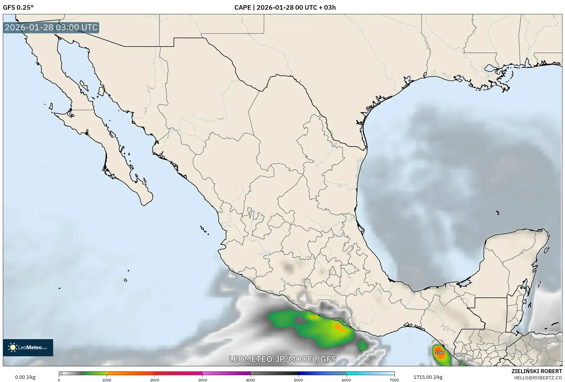 GFS model - メキシコ, CAPE