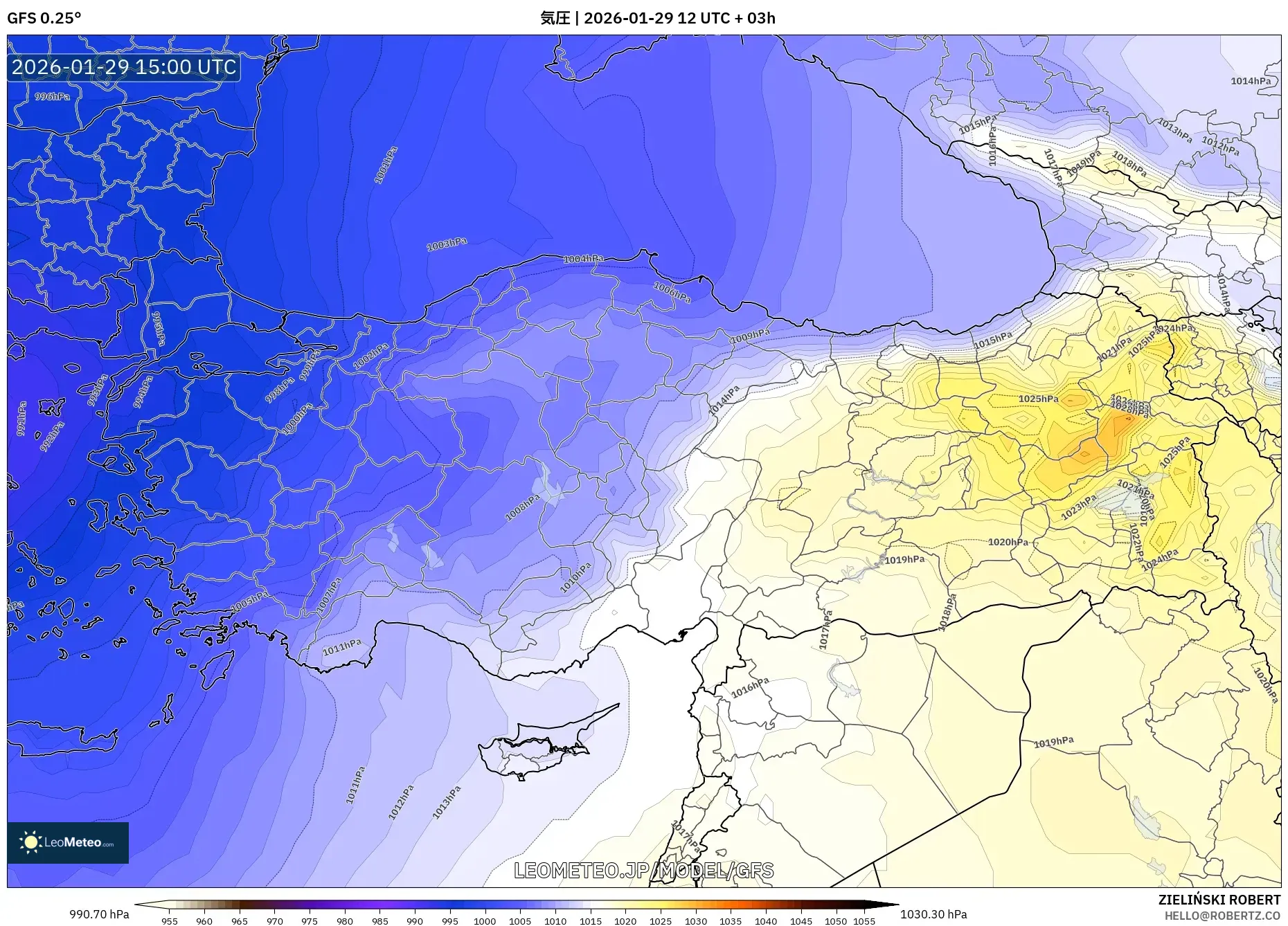 GFS model - トルコ, 気圧