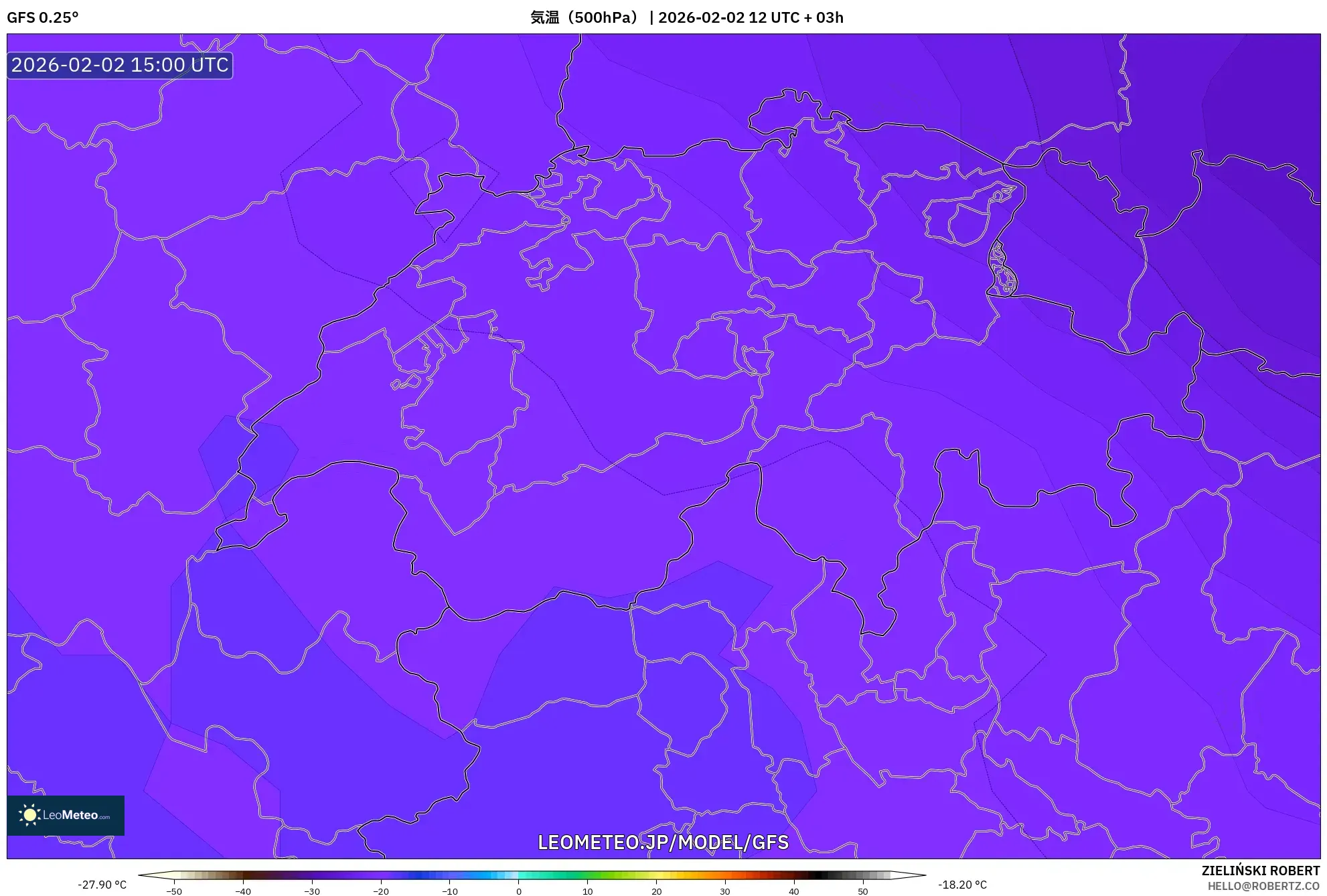 GFS model - スイス, 気温（500hPa）
