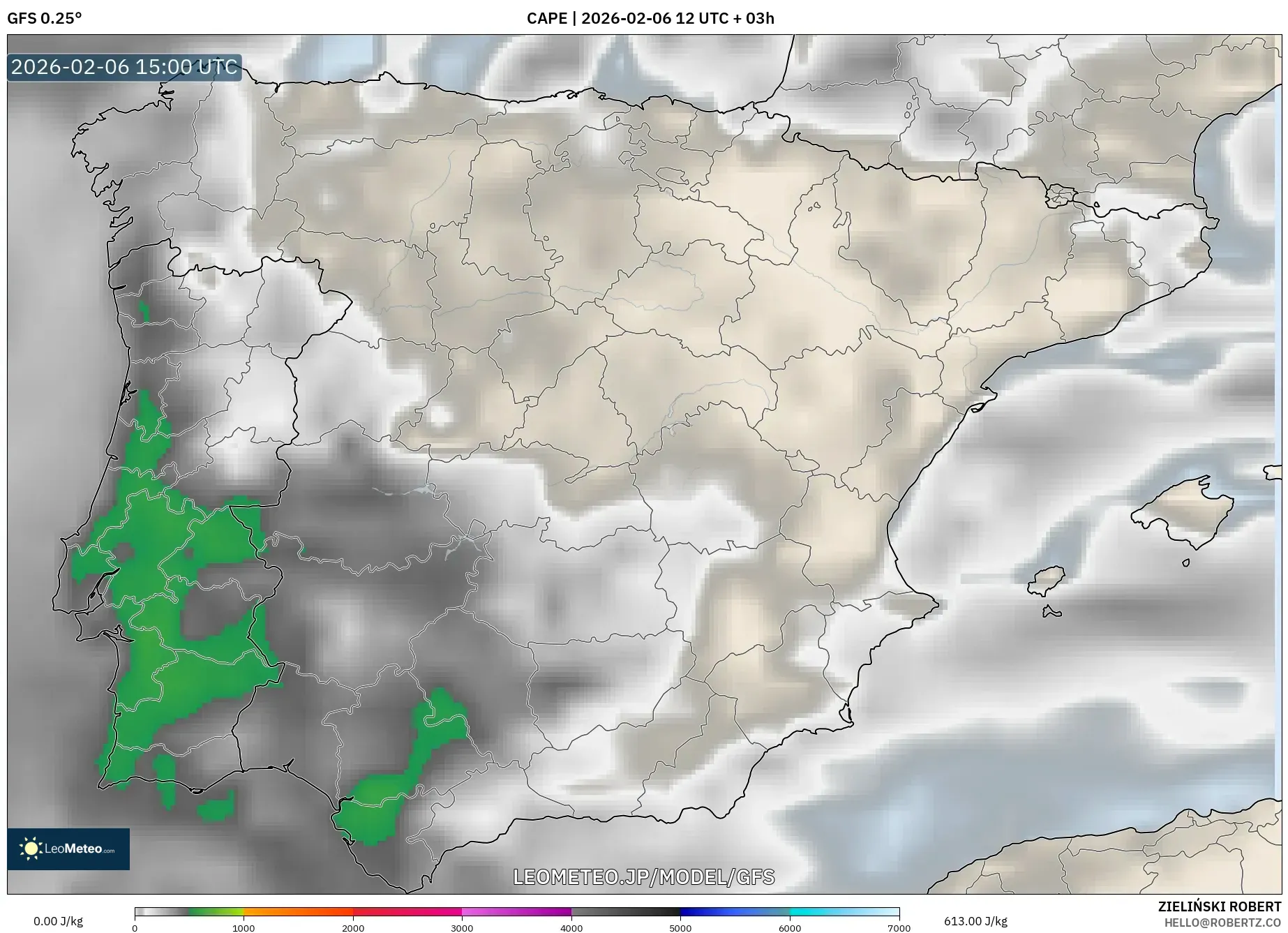 GFS model - スペイン, CAPE