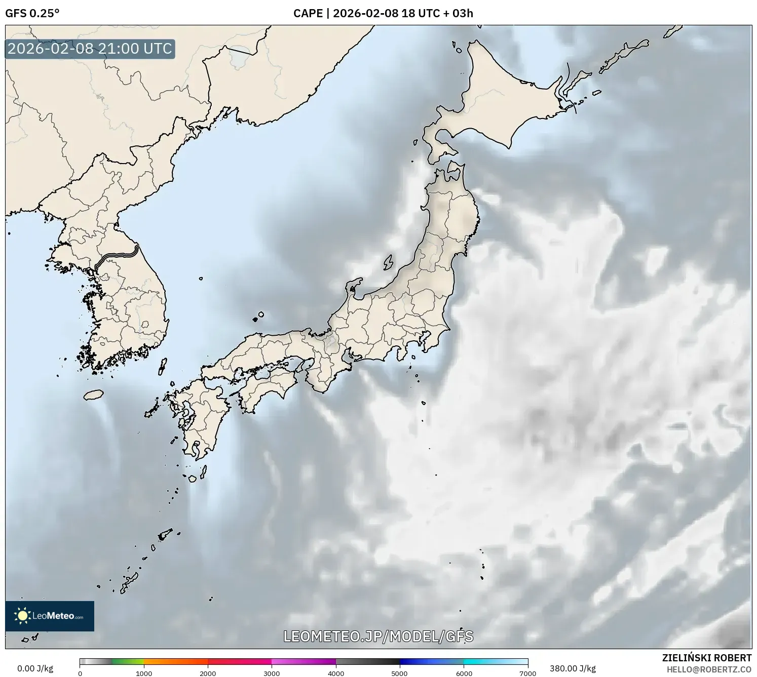 GFS model - 日本, CAPE