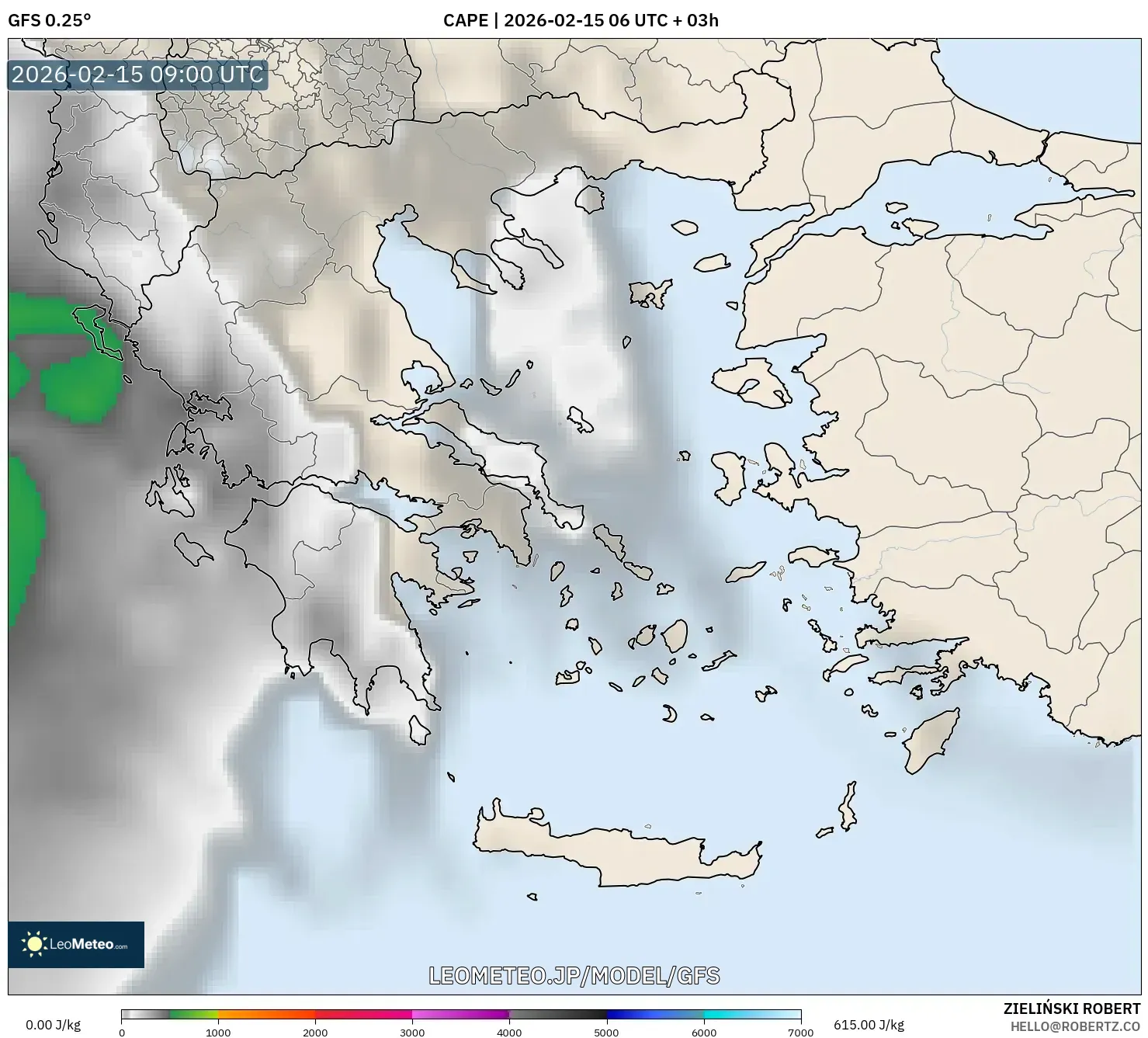 GFS model - ギリシャ, CAPE
