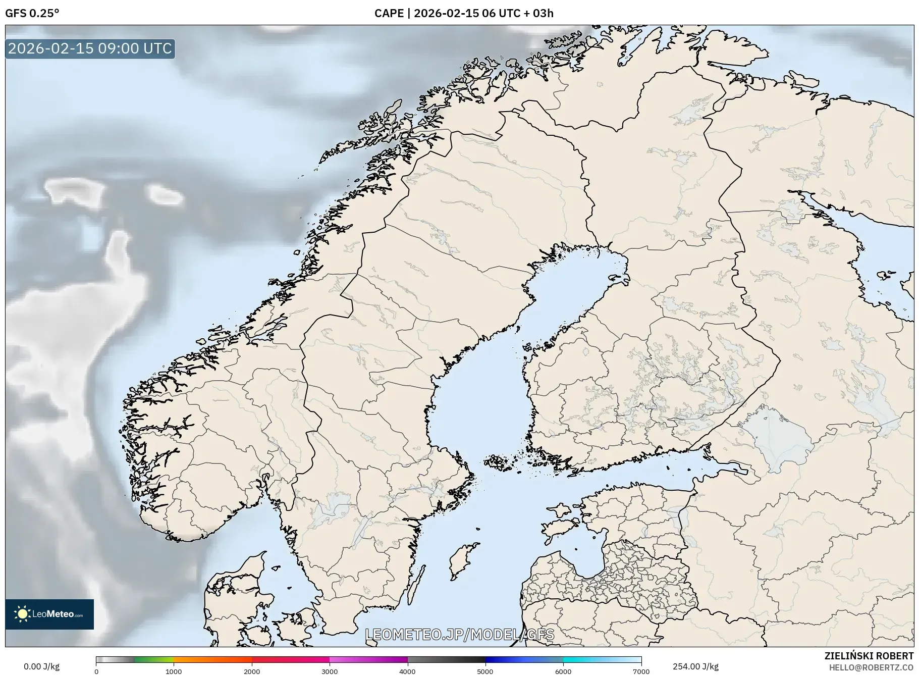 GFS model - スカンジナビア, CAPE