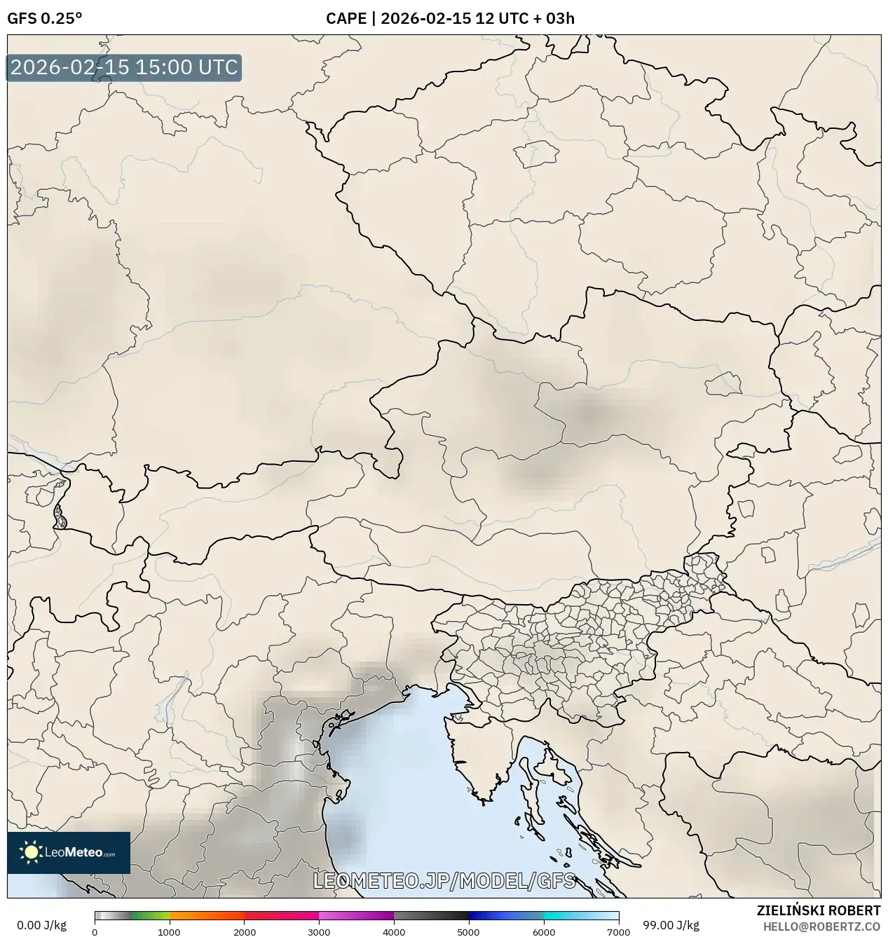 GFS model - オーストリア, CAPE