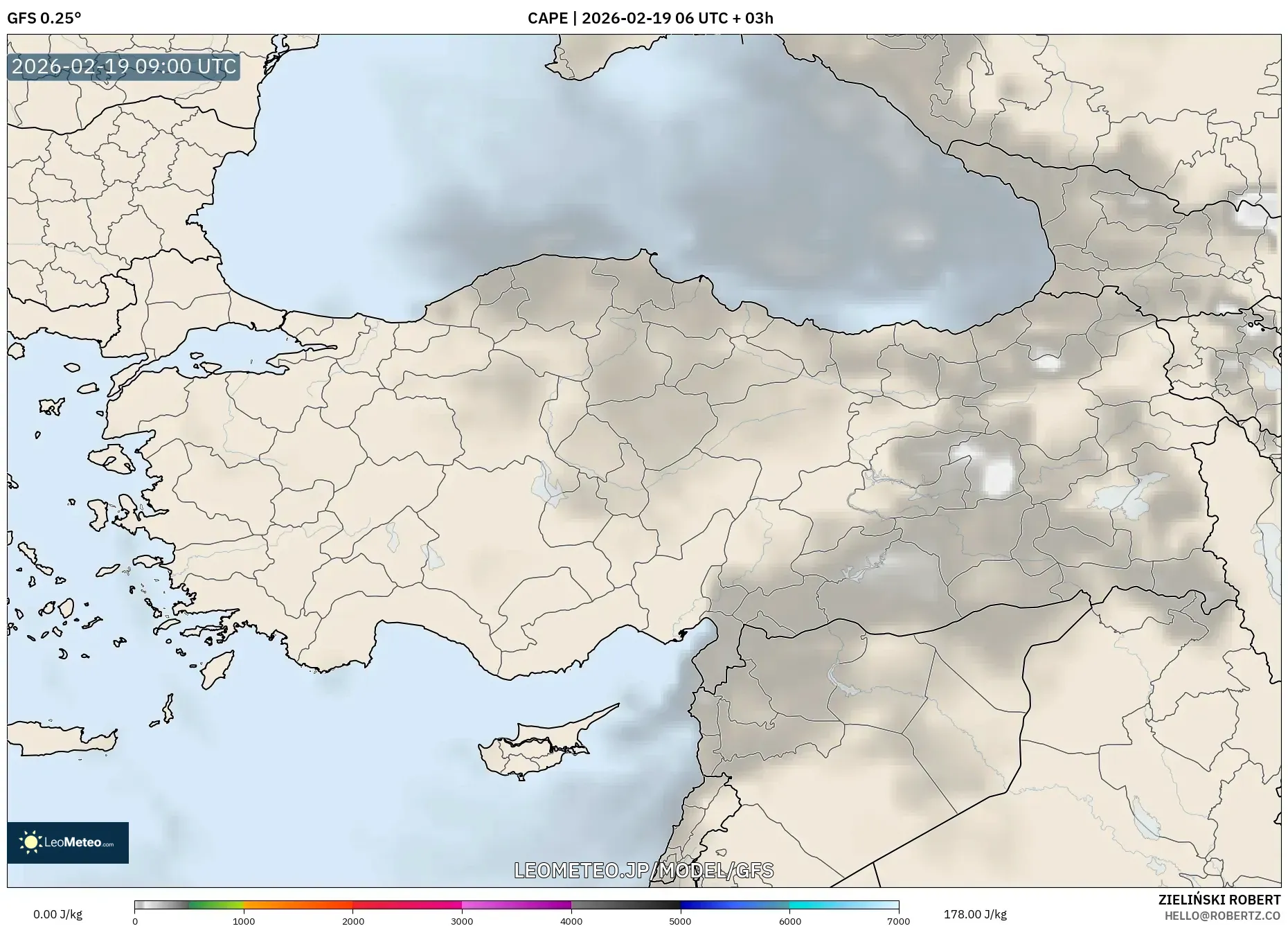GFS model - トルコ, CAPE
