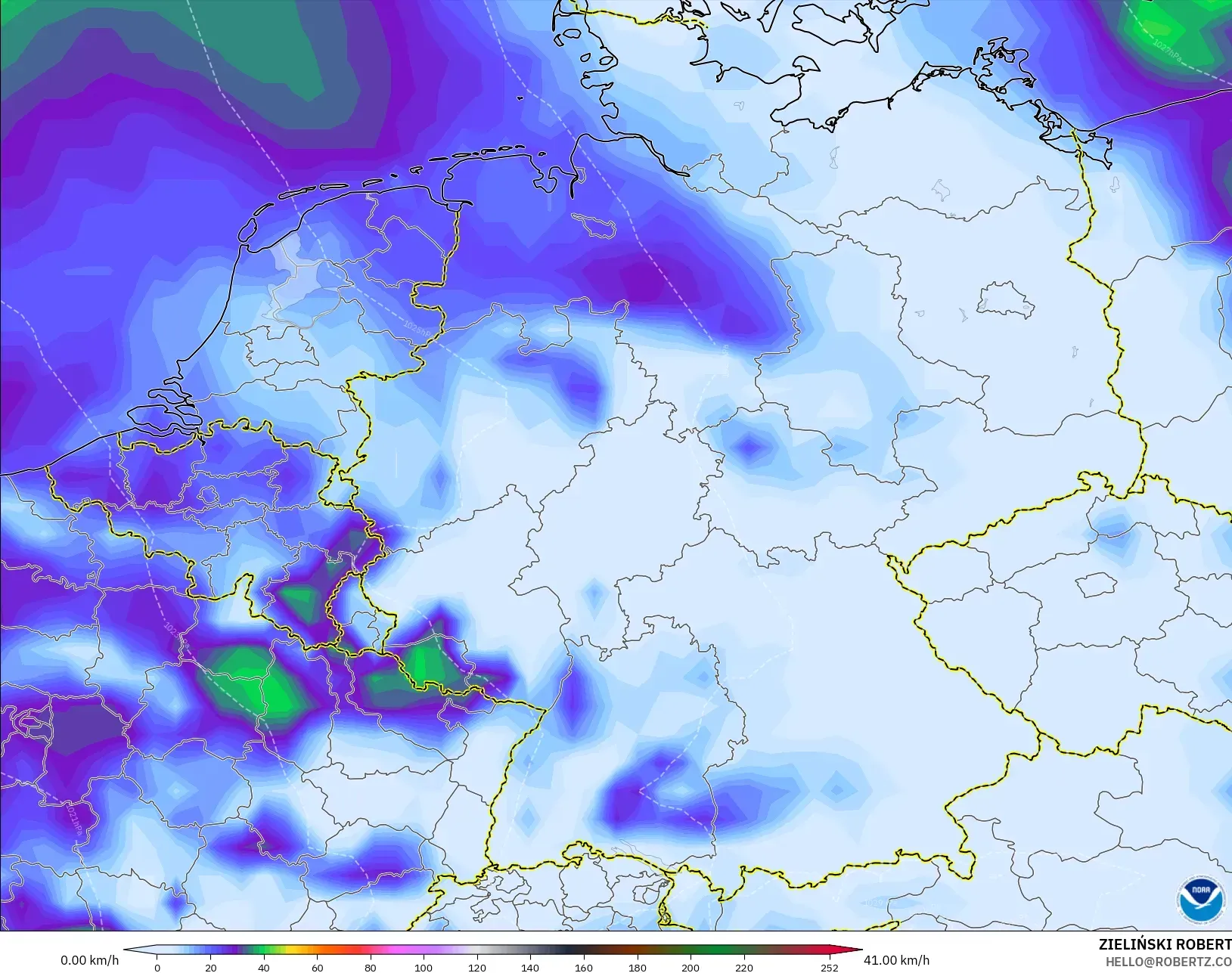 GFS モデル - ドイツ, 突風