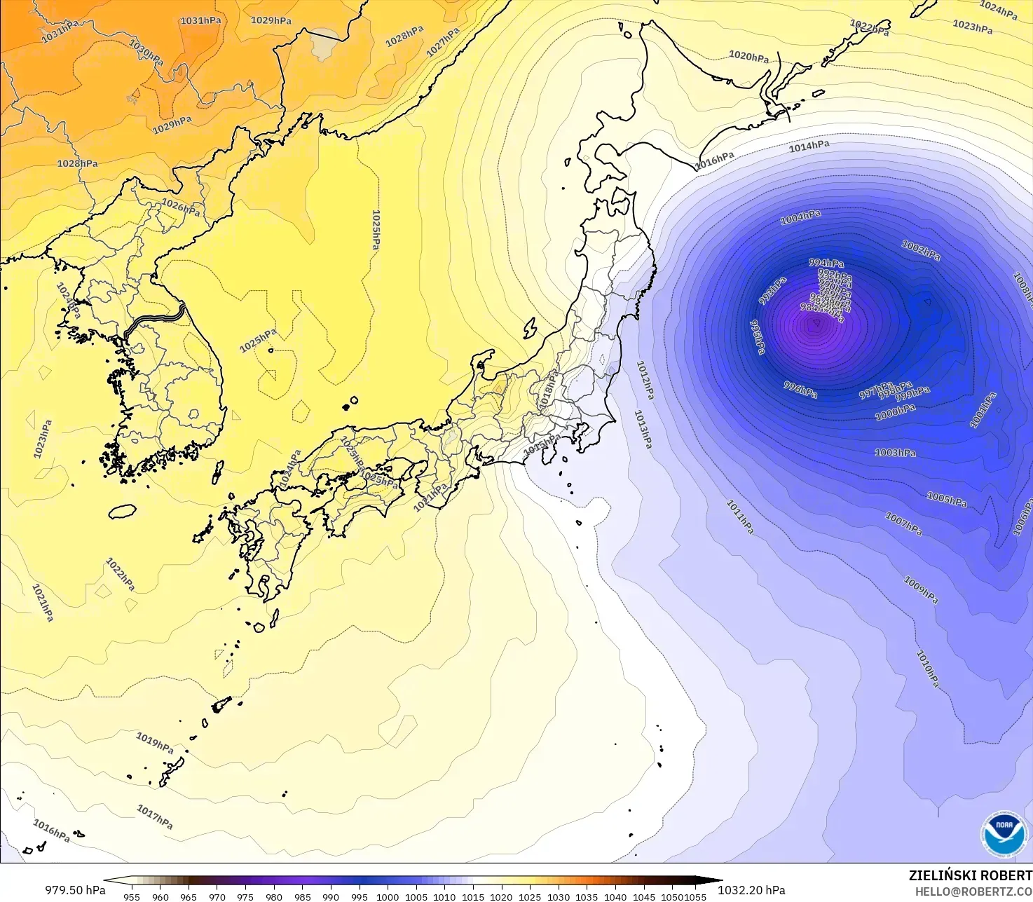 GFS モデル - 日本, 気圧