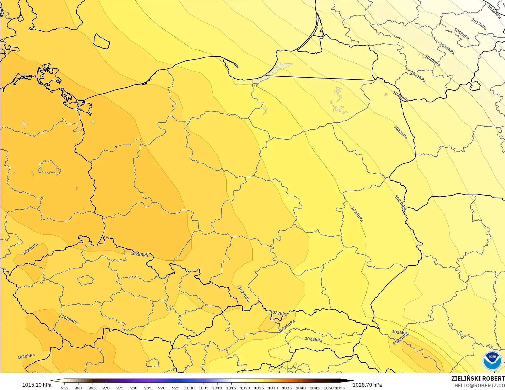 GFS モデル - ポーランド, 気圧