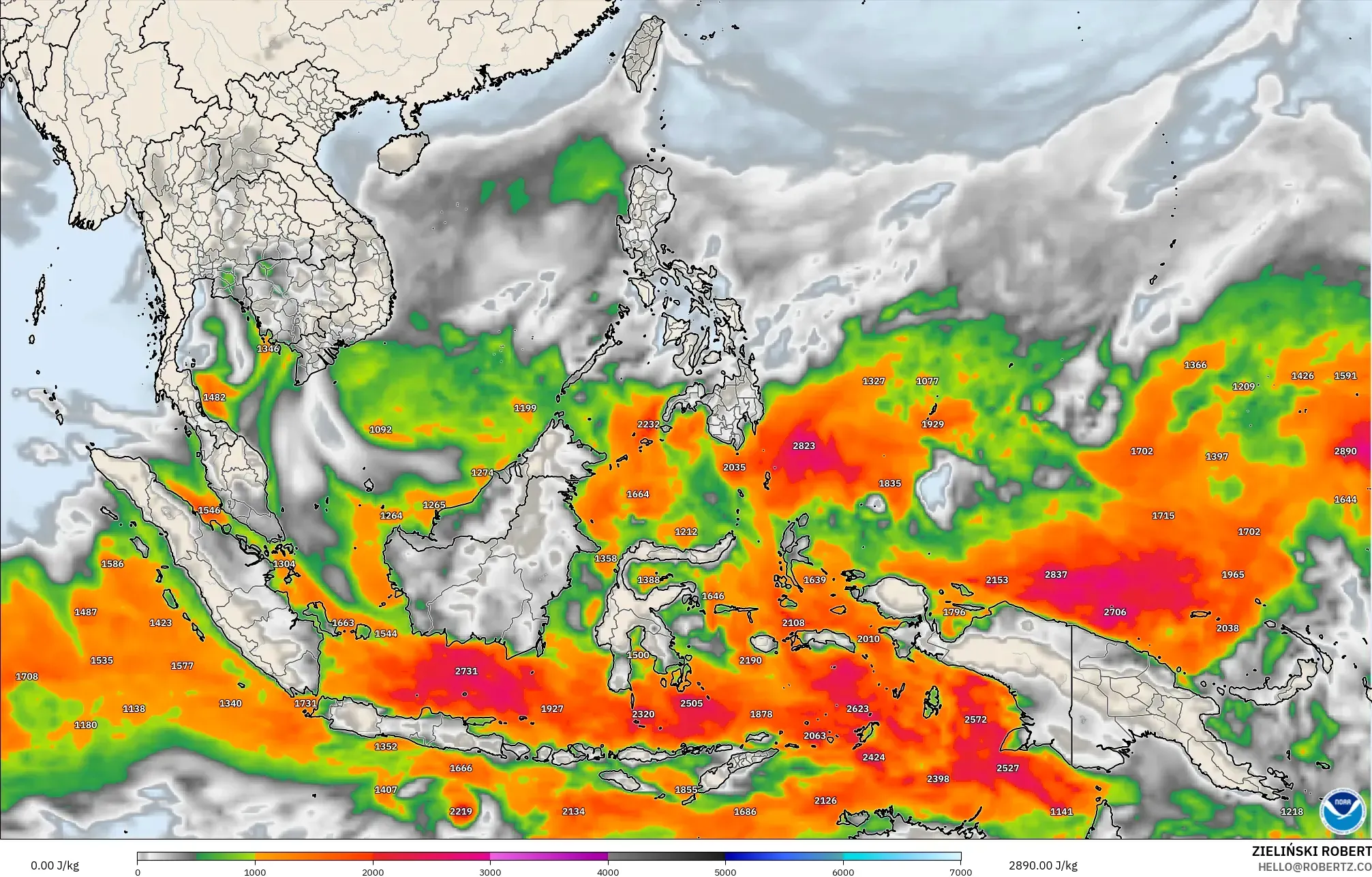 GFS モデル - 東南アジア, CAPE