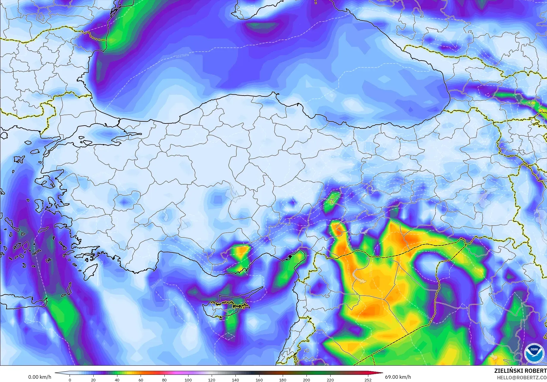 GFS モデル - トルコ, 突風