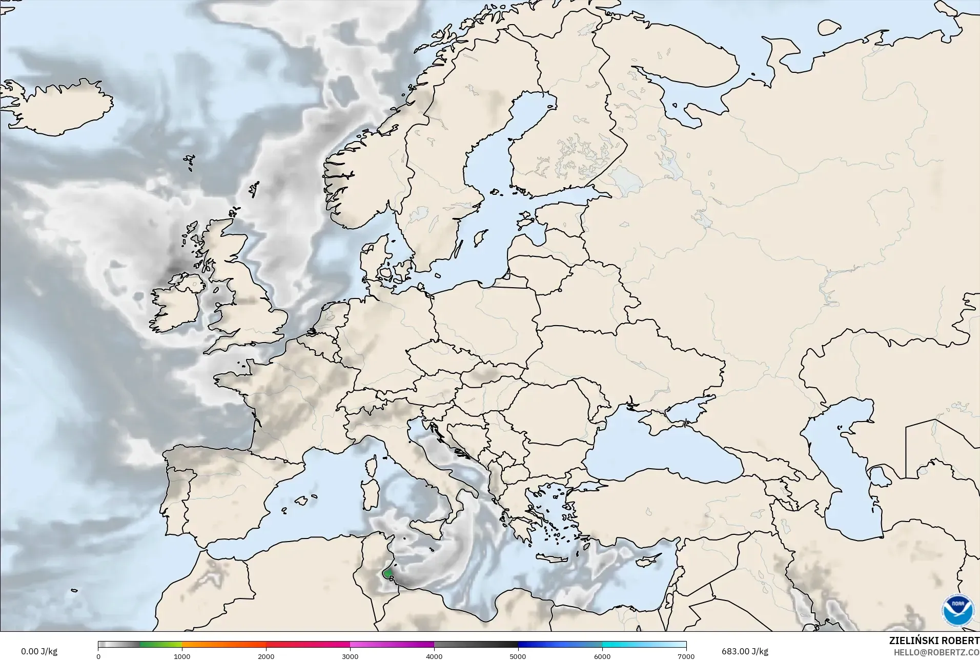 GFS モデル - ヨーロッパ, CAPE