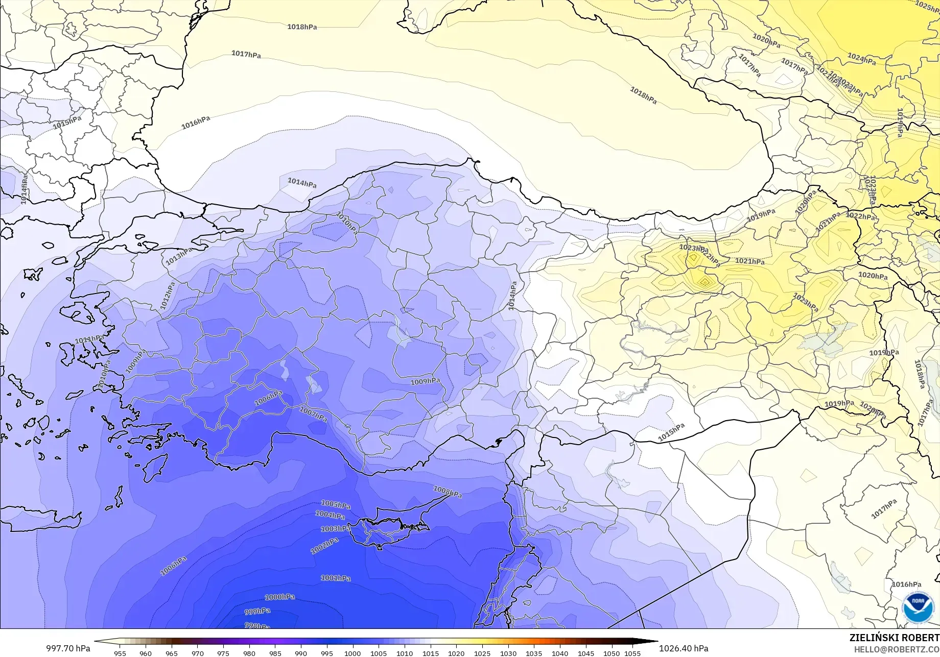 GFS モデル - トルコ, 気圧