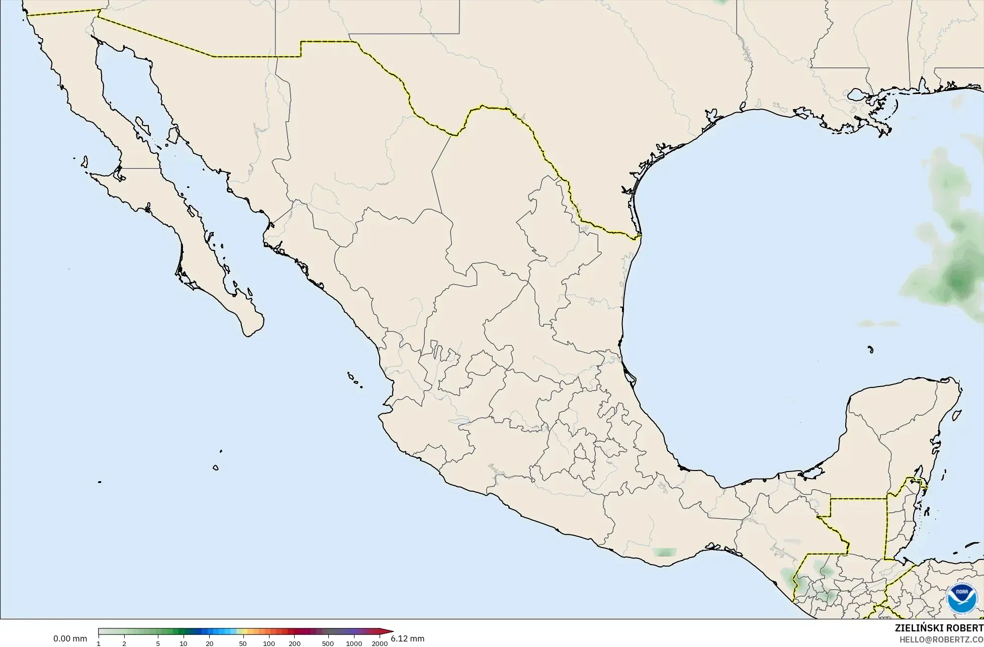 GFS モデル - メキシコ, 降水量の合計