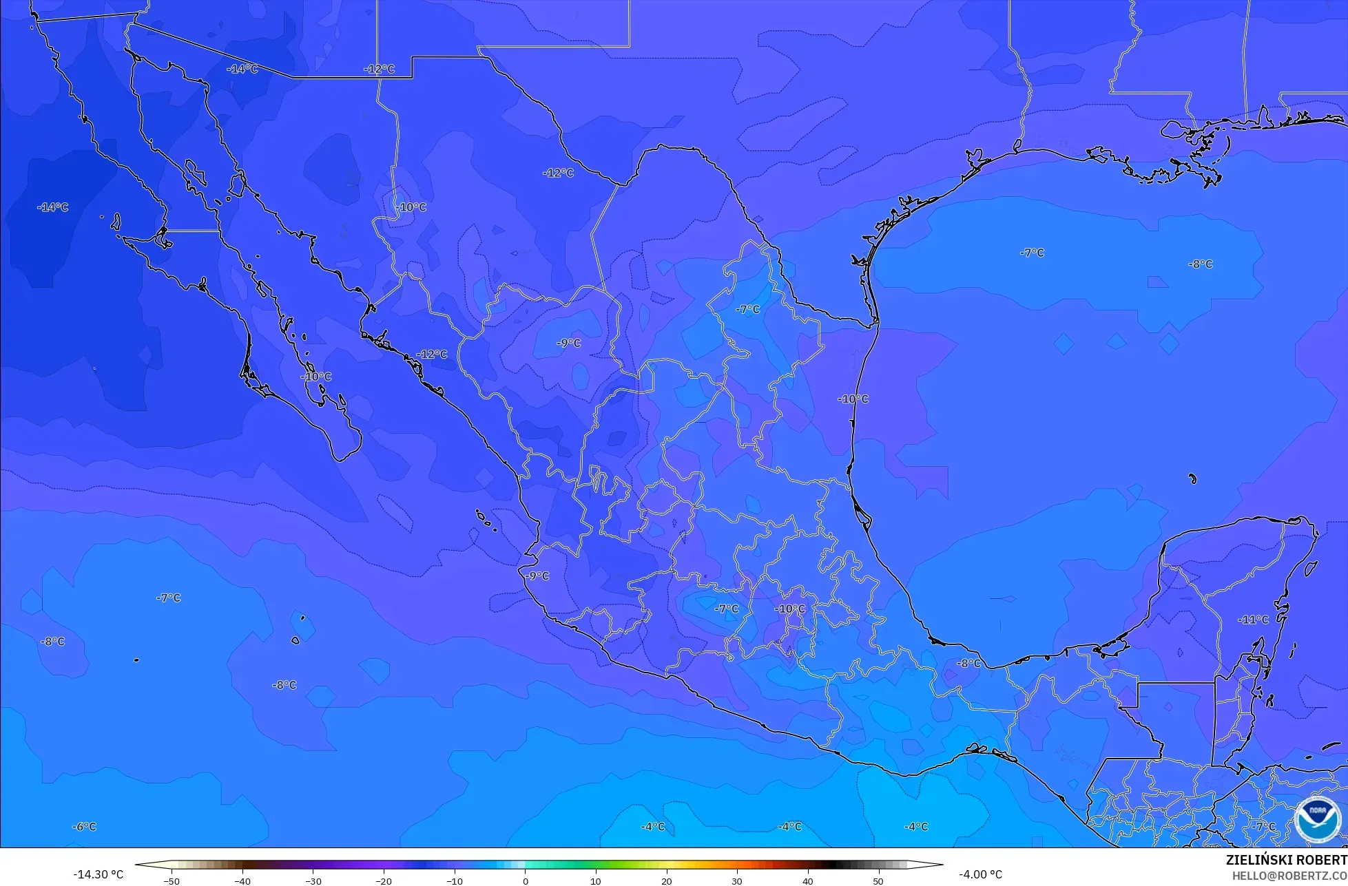 GFS モデル - メキシコ, 気温（500hPa）