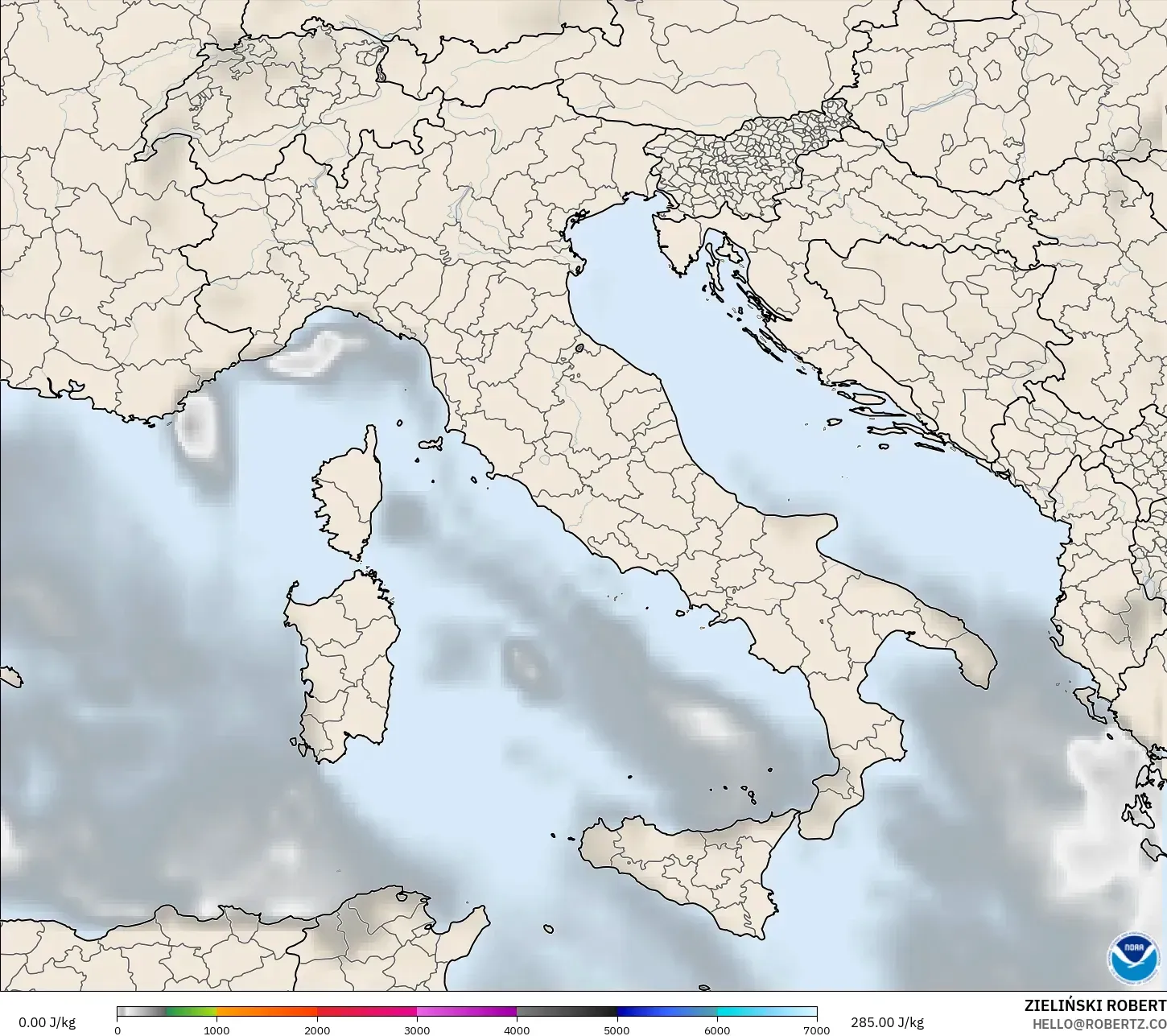 GFS モデル - イタリア, CAPE