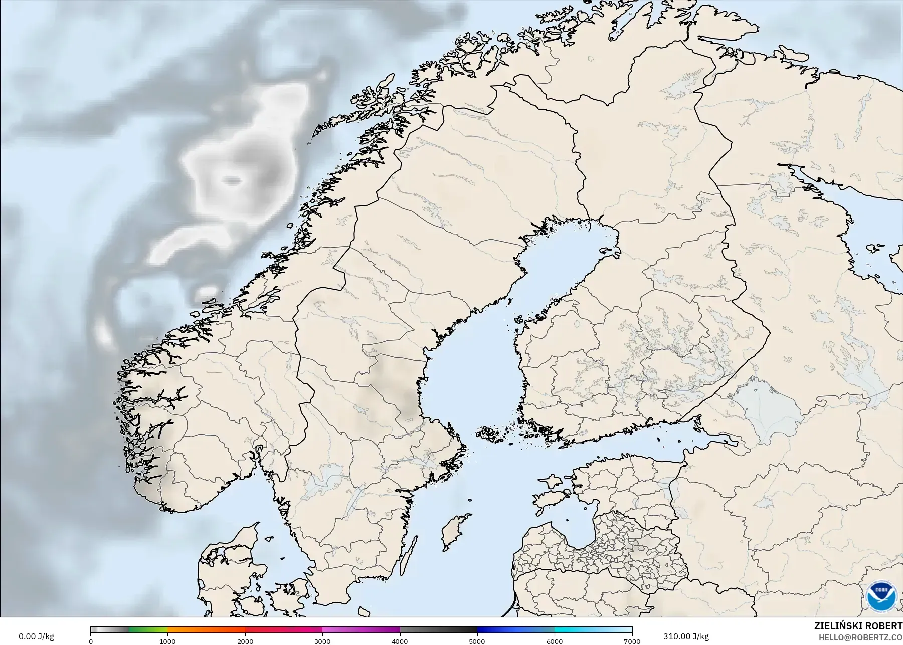 GFS モデル - スカンジナビア, CAPE