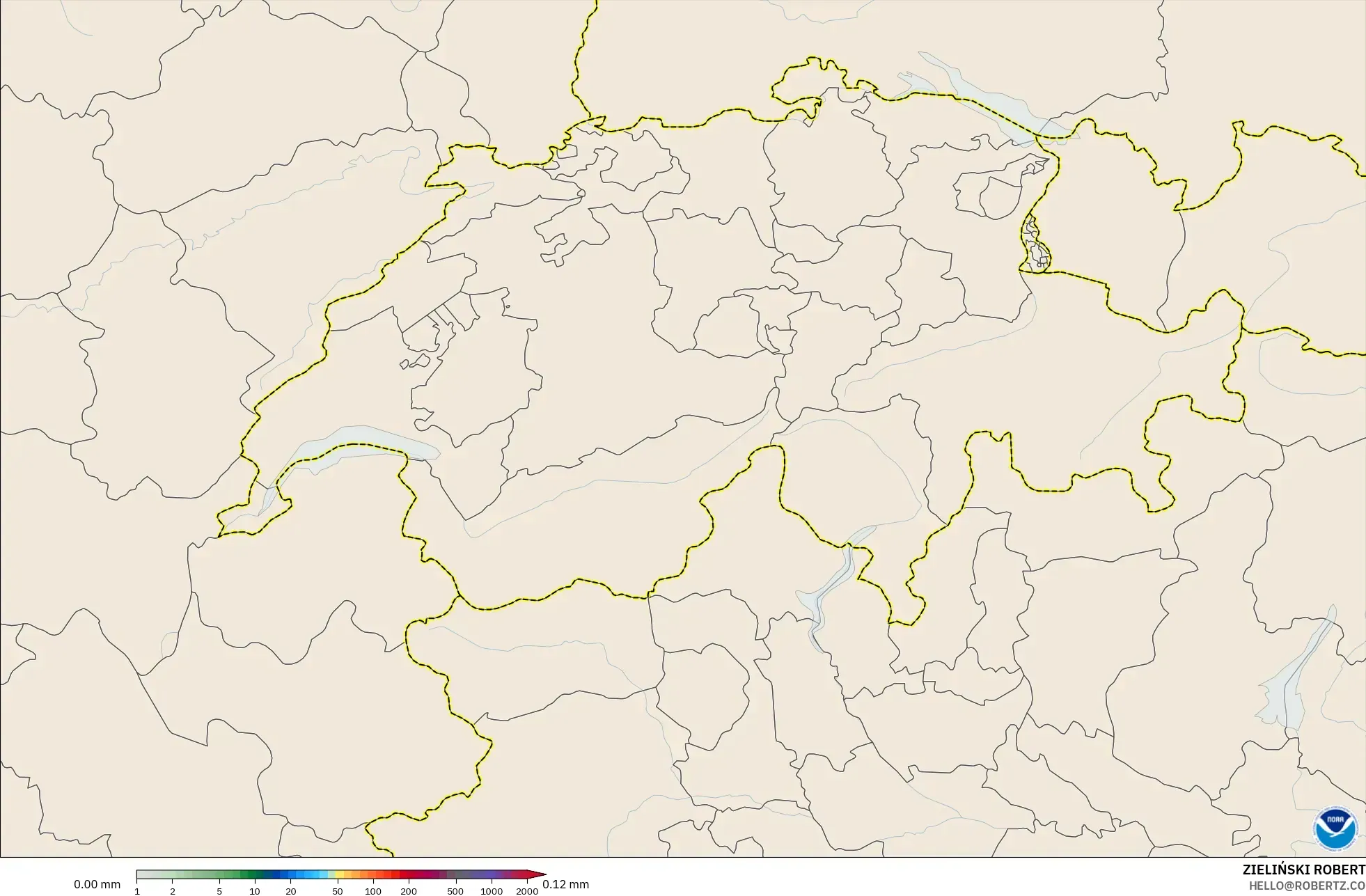 GFS モデル - スイス, 降水量の合計