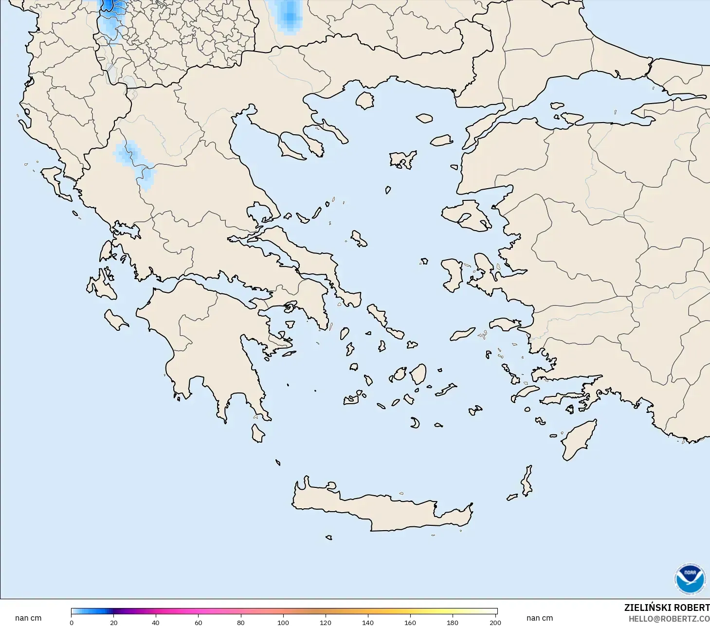 GFS モデル - ギリシャ, 積雪深