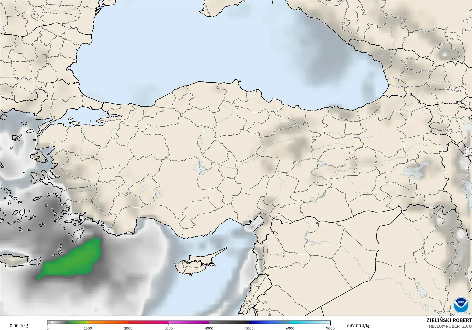 GFS モデル - トルコ, CAPE