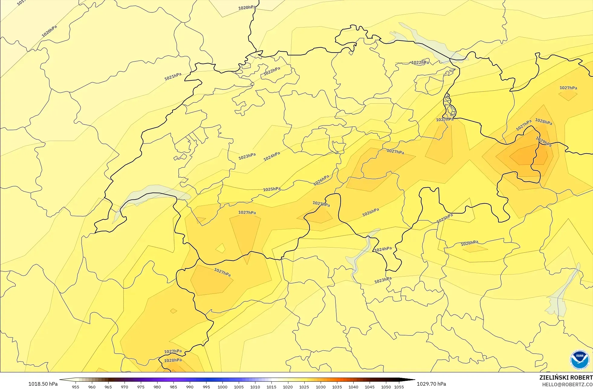 GFS モデル - スイス, 気圧