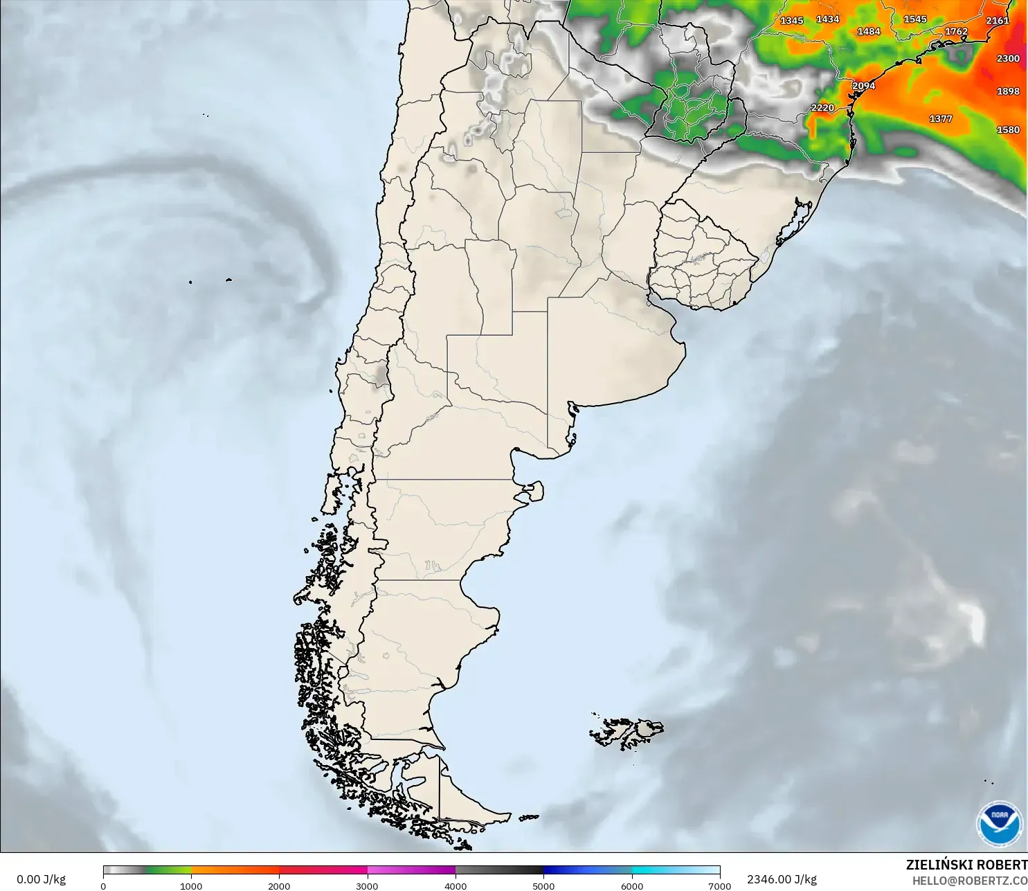 GFS モデル - アルゼンチン, CAPE