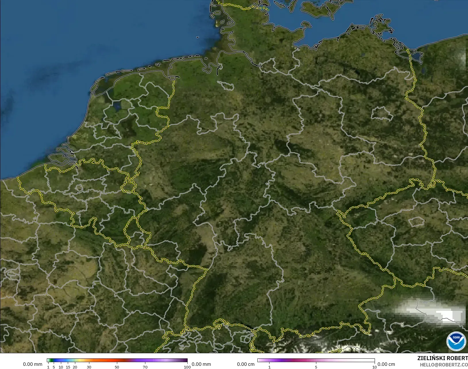 GFS モデル - ドイツ, 降水量、雲、気圧