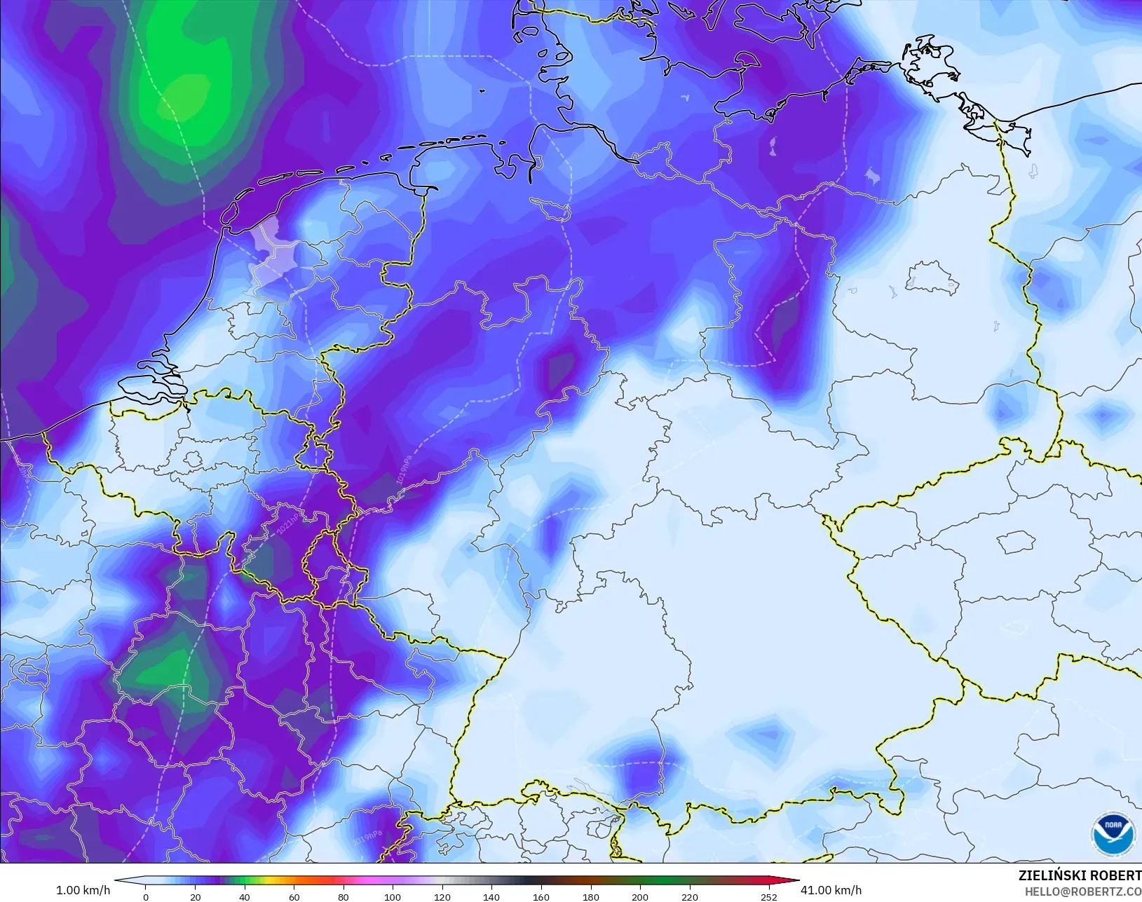 GFS モデル - ドイツ, 突風