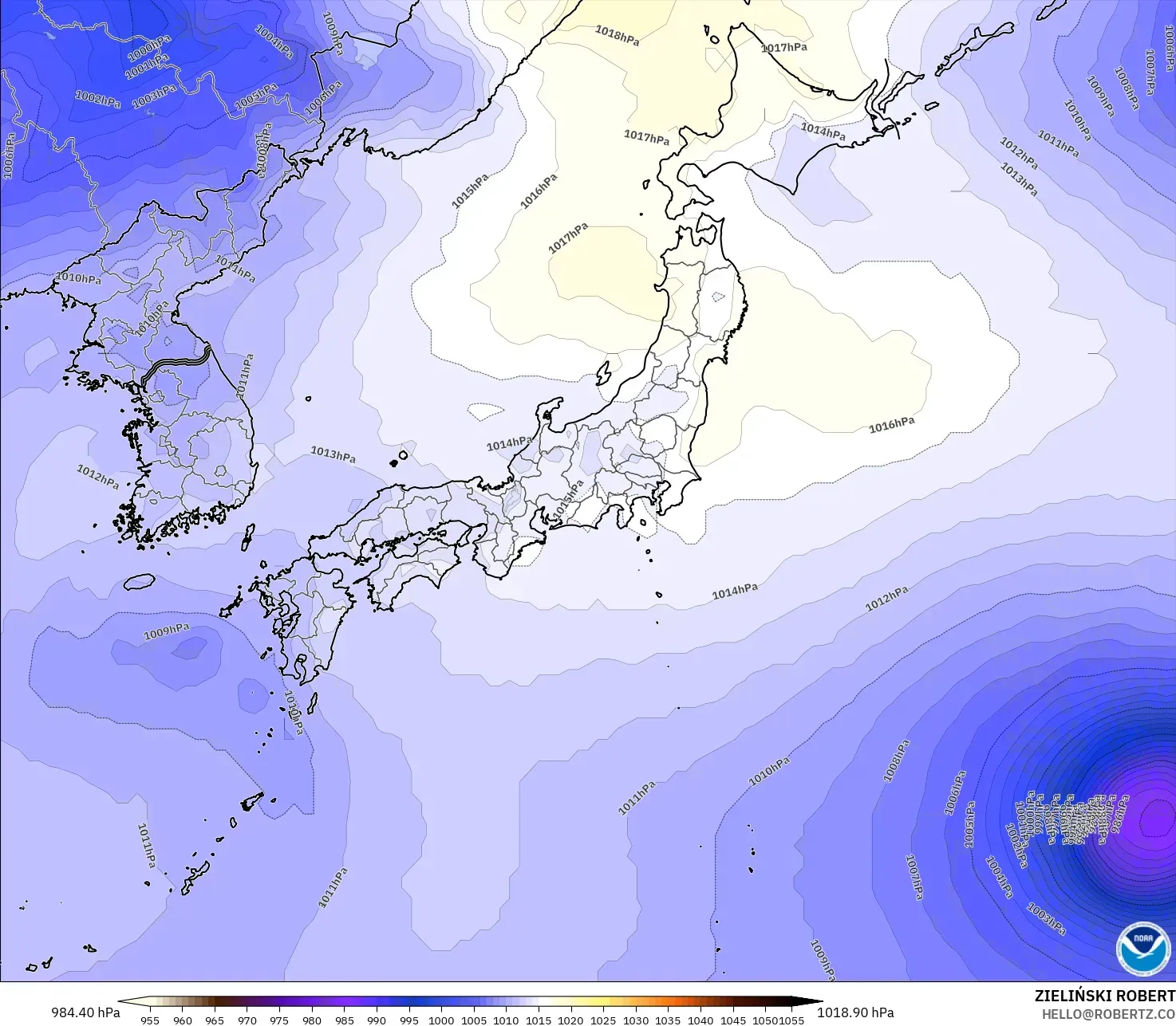 GFS モデル - 日本, 気圧