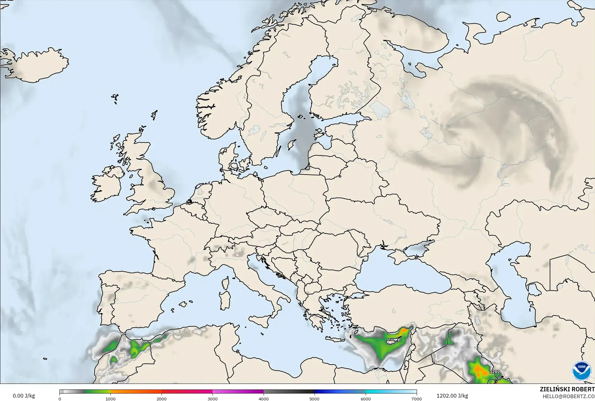 GFS モデル - ヨーロッパ, CAPE
